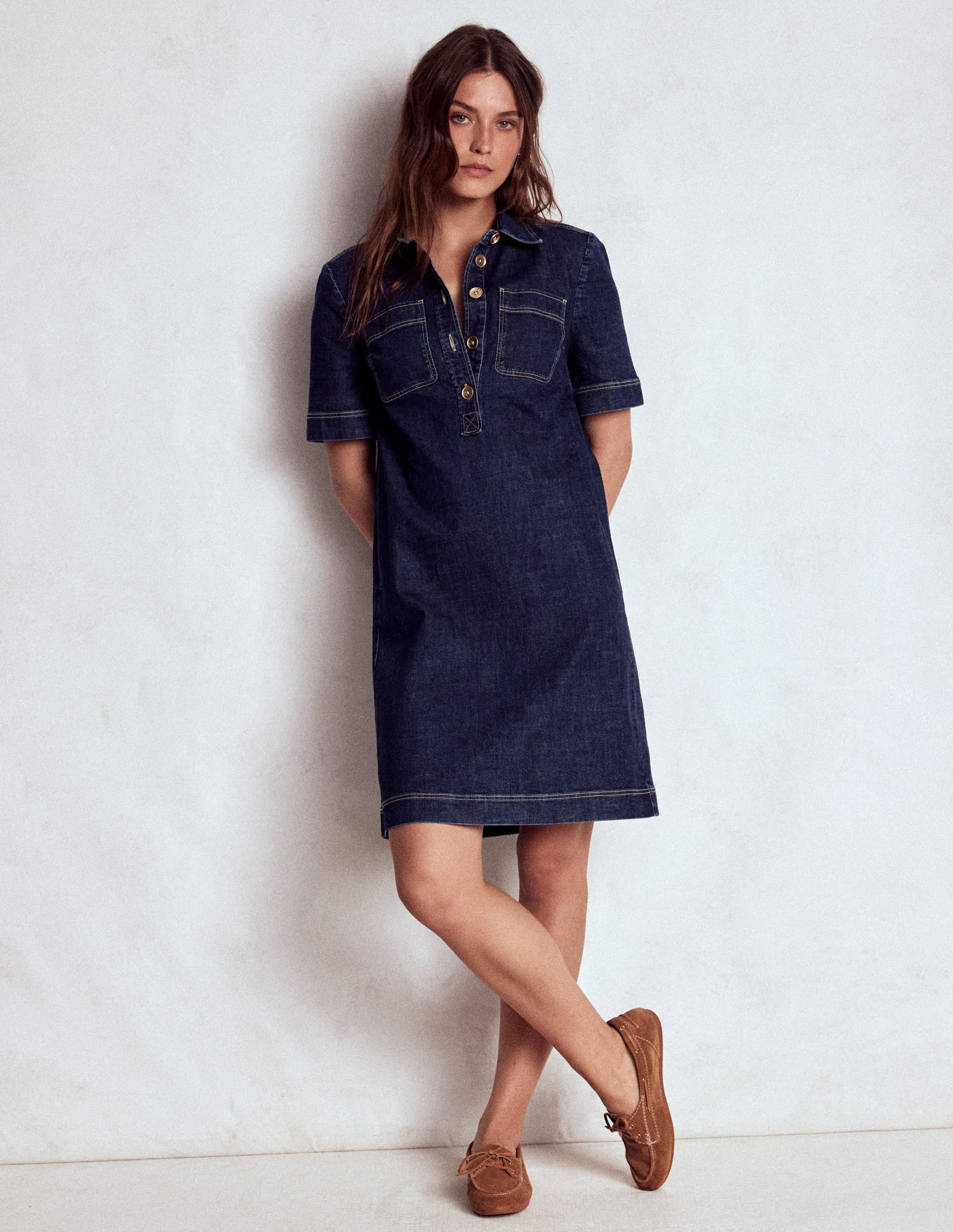 Zia Pocket Shift Dress-Dark Indigo - Image 4