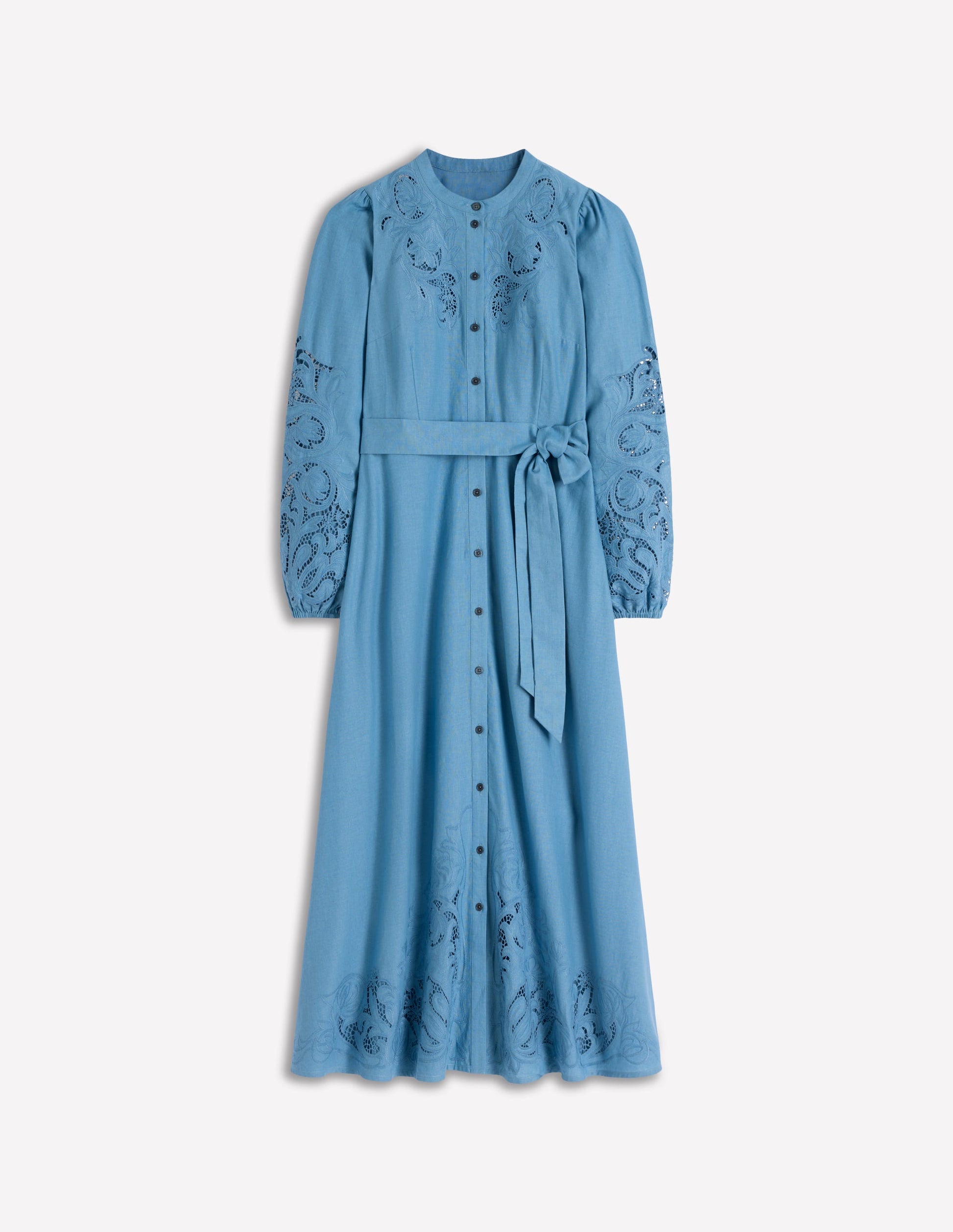 Boden Women's Mae Linen Blend Shirt Dress in Blue | Size 0 Boden Women's Mae Linen Blend Shirt Dress in Blue | Size 0