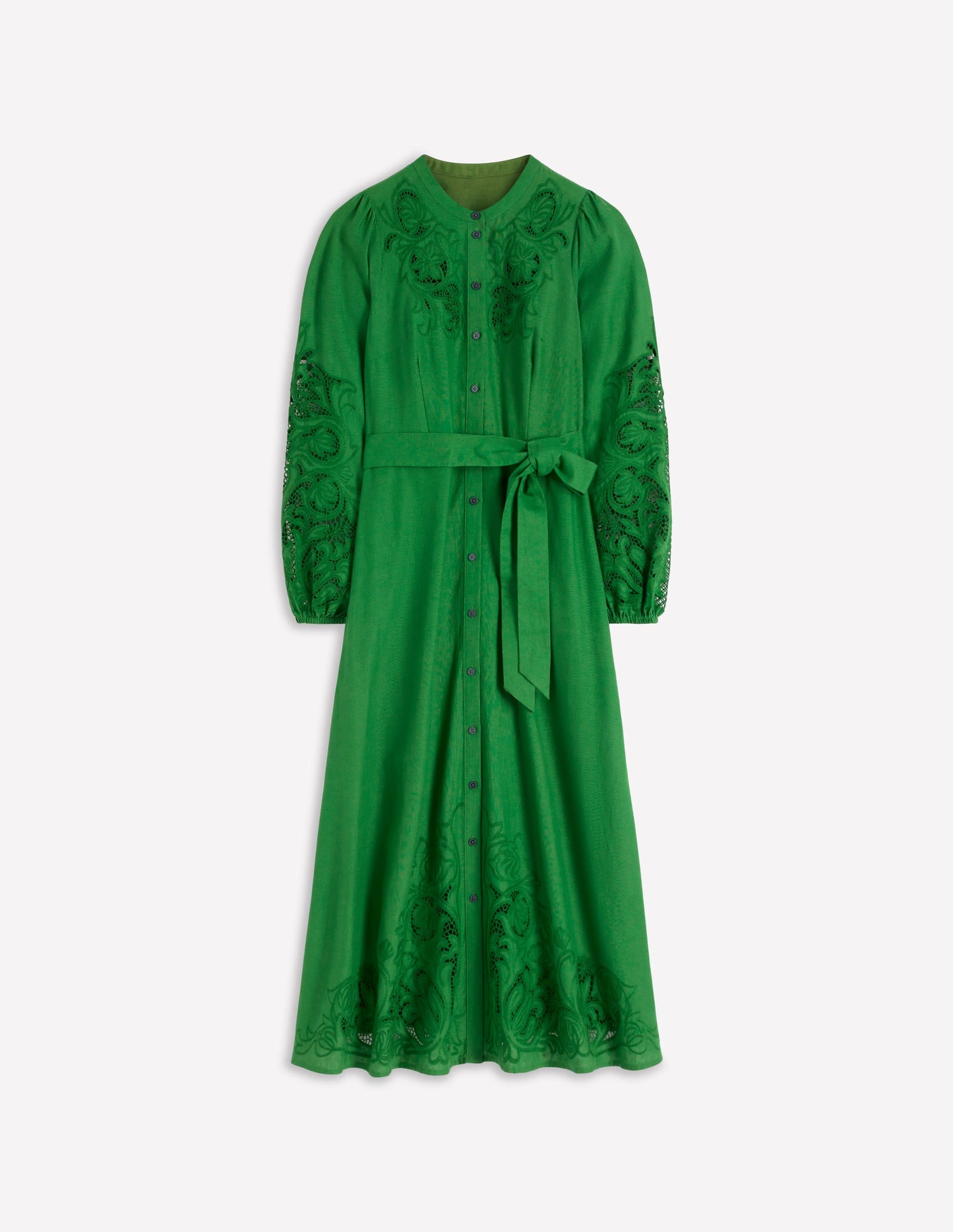 Mae Linen Blend Shirt Dress-Highland Green