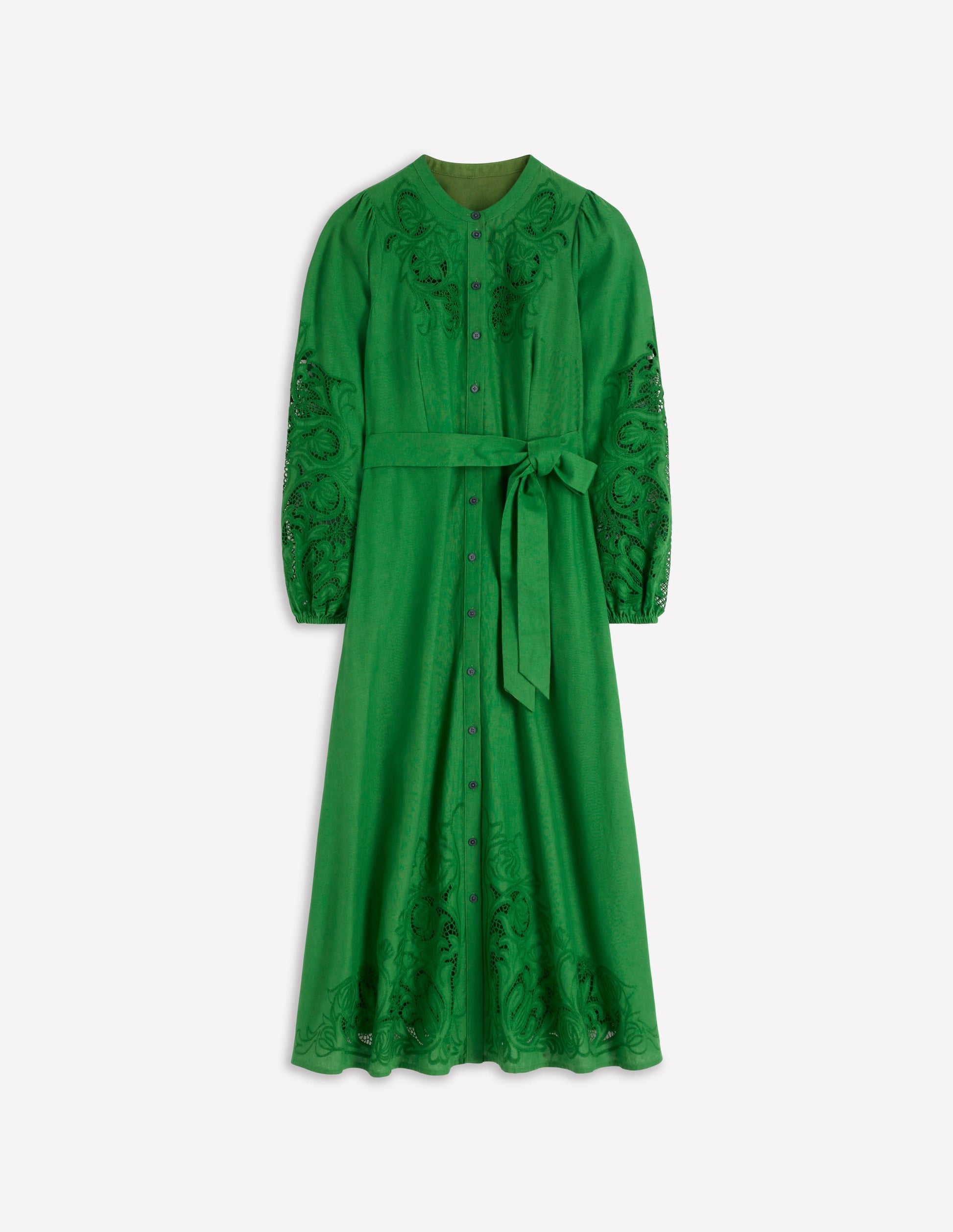 Mae Linen Blend Shirt Dress-Highland Green-6