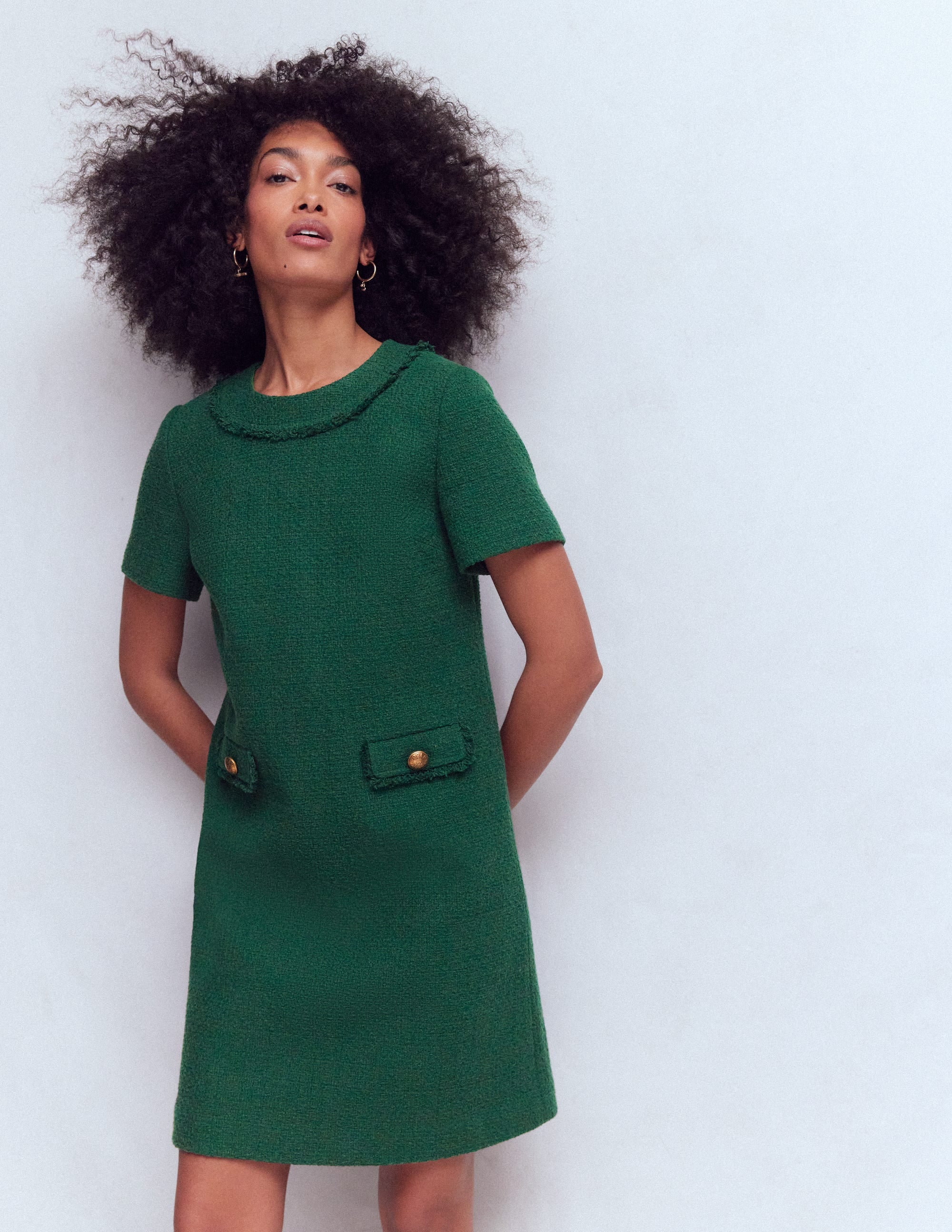 Evita Cotton Shift Dress-Dark Green - Image 4