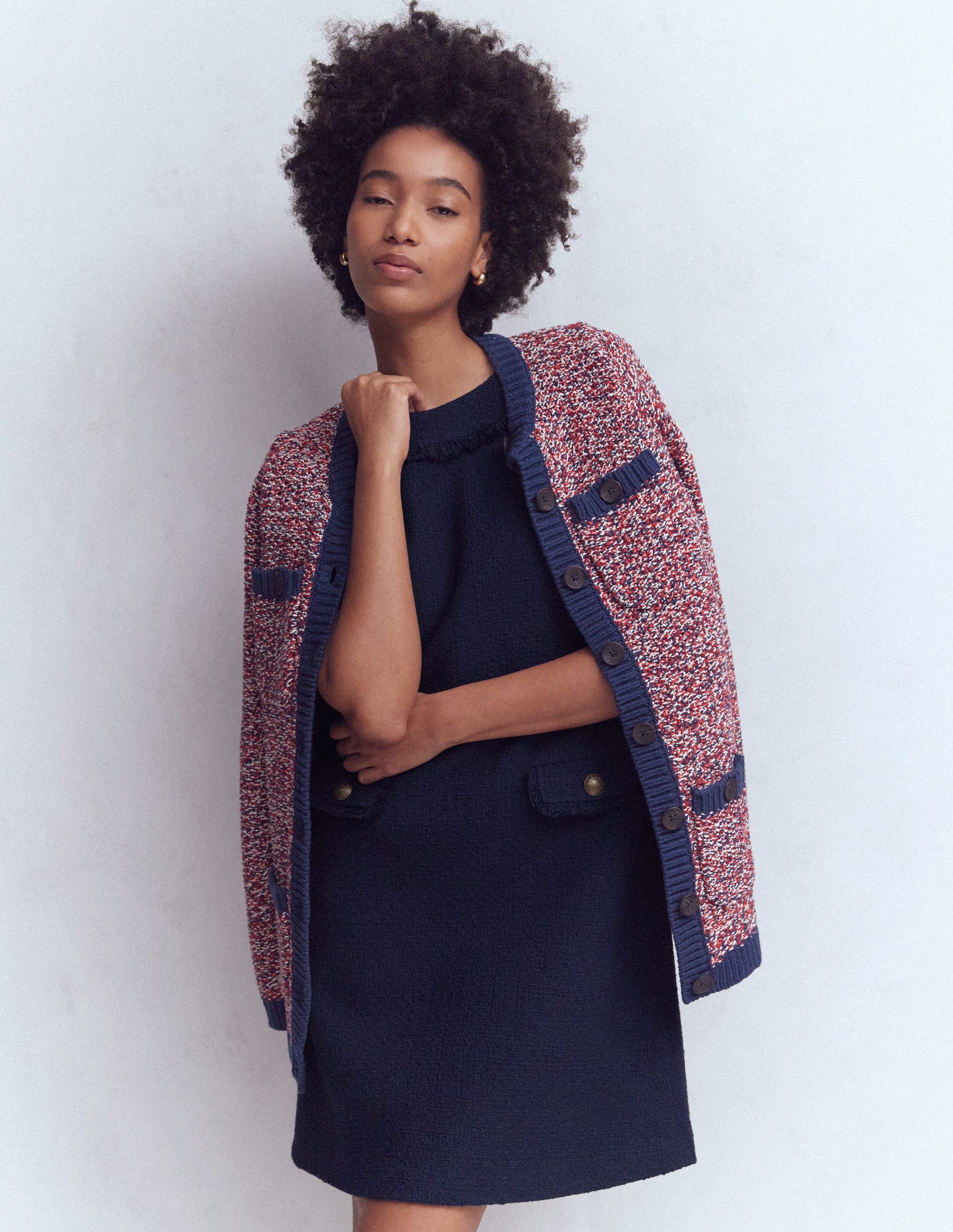 Evita Cotton Shift Dress-Navy | Boden USA Evita Cotton Shift Dress-Navy | Boden USA