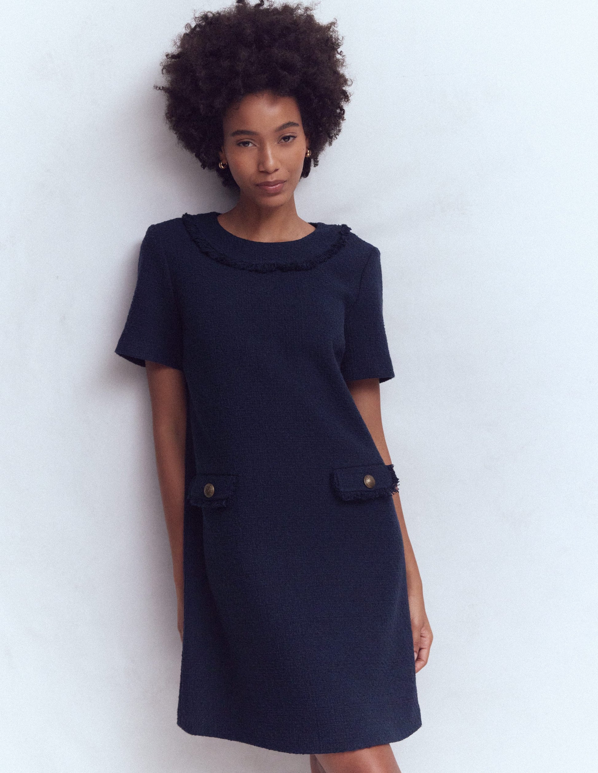 navy cotton shift dress Navy Blue Cotton Flax Sleeveless A-Line Short Shift Dress 58" / Regular (5'2"