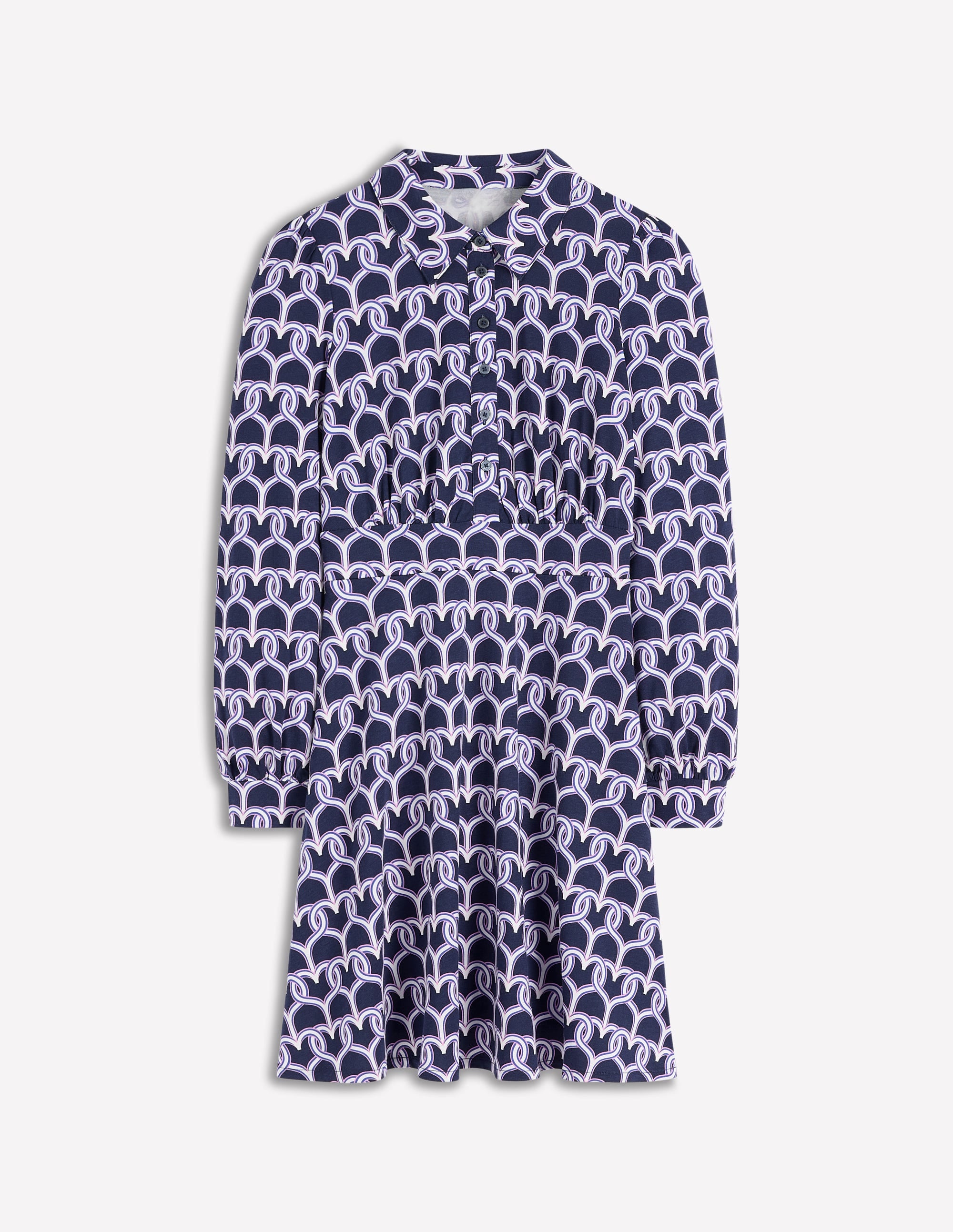 Orla Short Jersey Shirt Dress-French Navy, Heart Link - Image 4