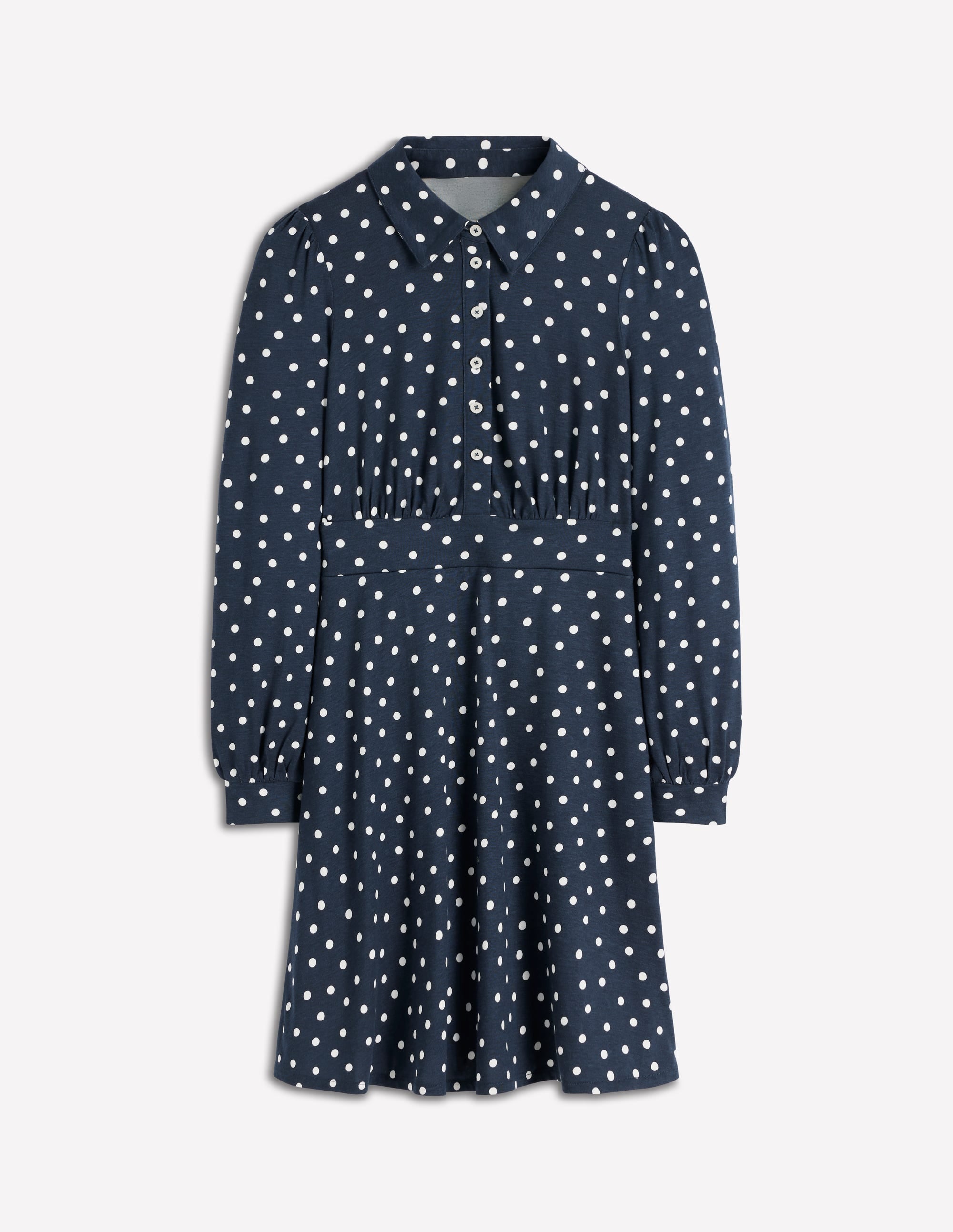 Orla Short Jersey Shirt Dress - French Navy, Painted Dot | Boden USA