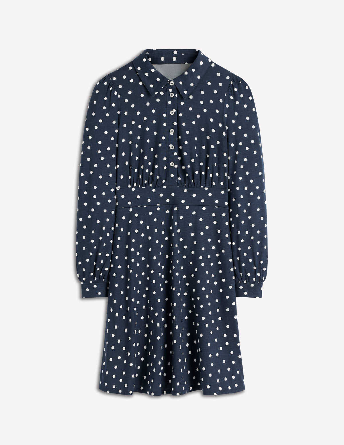Orla Short Jersey Shirt Dress-French Navy, Painted Dot - Image 5