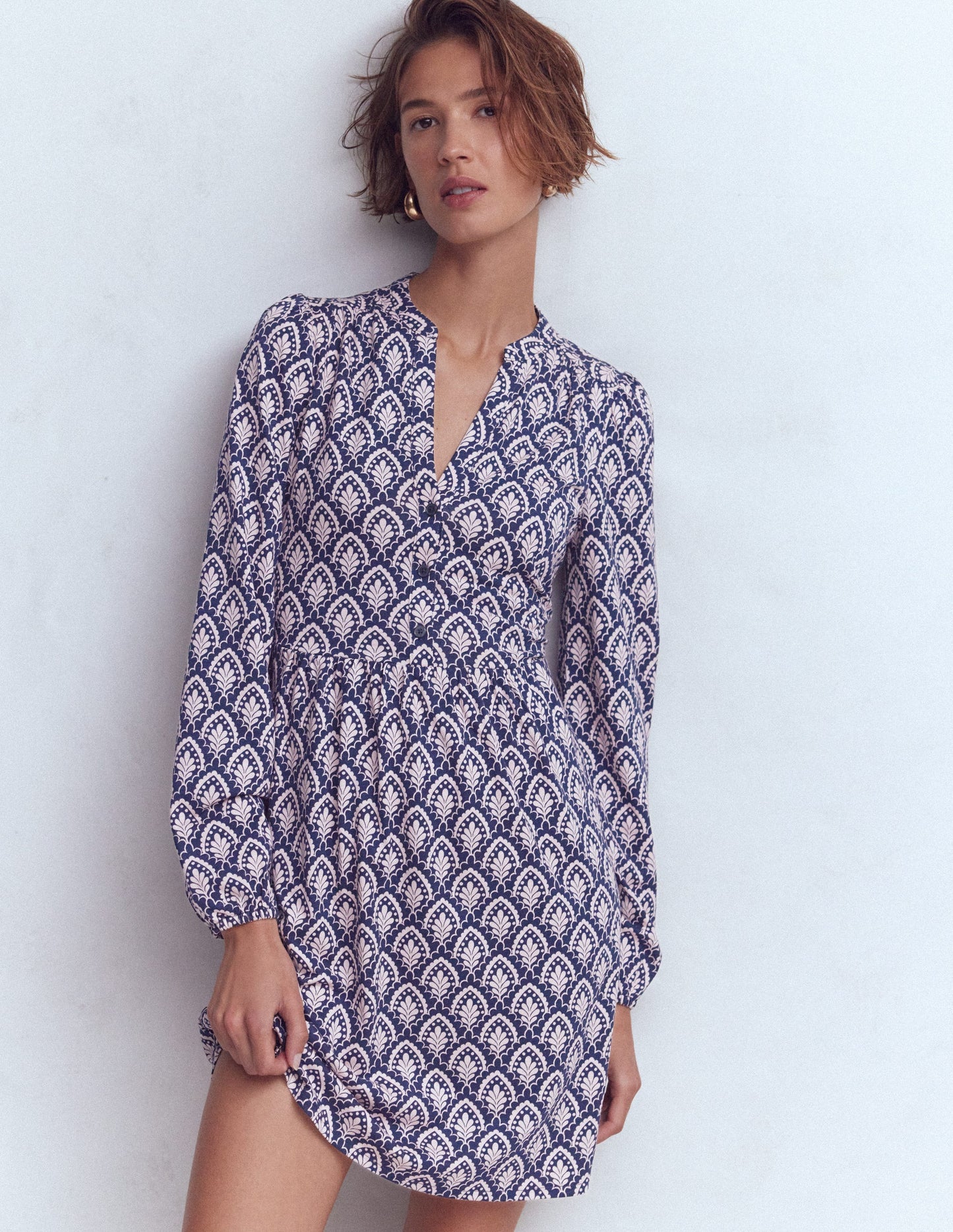 Amy Short Jersey Dress-French Navy, Petal Terrace