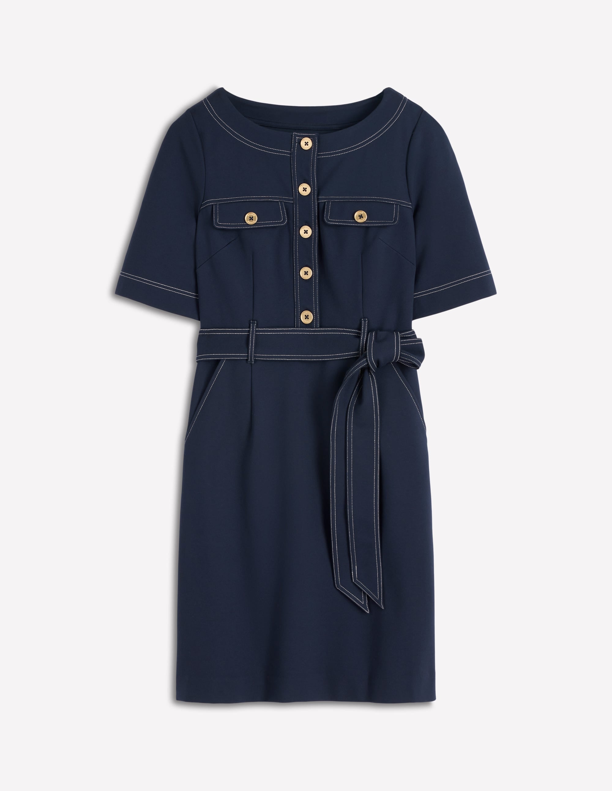 Bria Ponte Shift Dress-Navy - Image 5