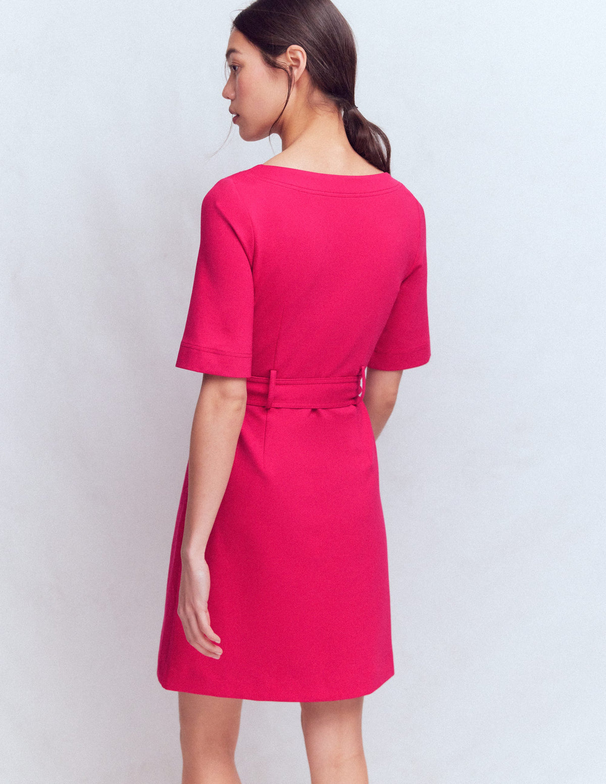 Bria Ponte Shift Dress-Pomegranate - Image 3