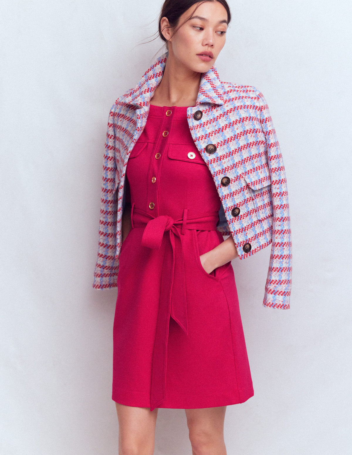 Bria Ponte Shift Dress-Pomegranate - Image 4