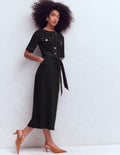 Bria Ponte Midi Dress-Black