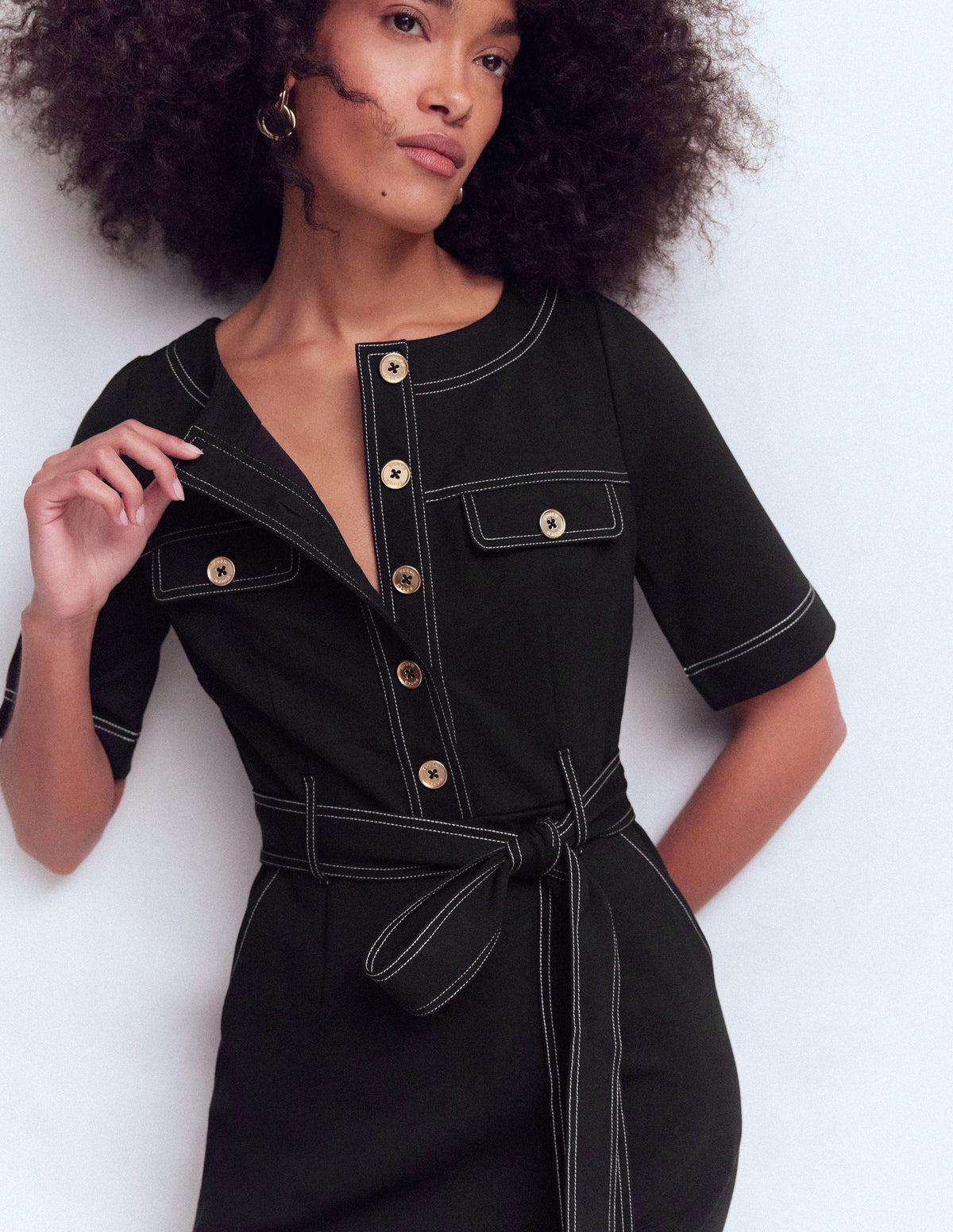 Bria Ponte Midi Dress-Black - Image 2