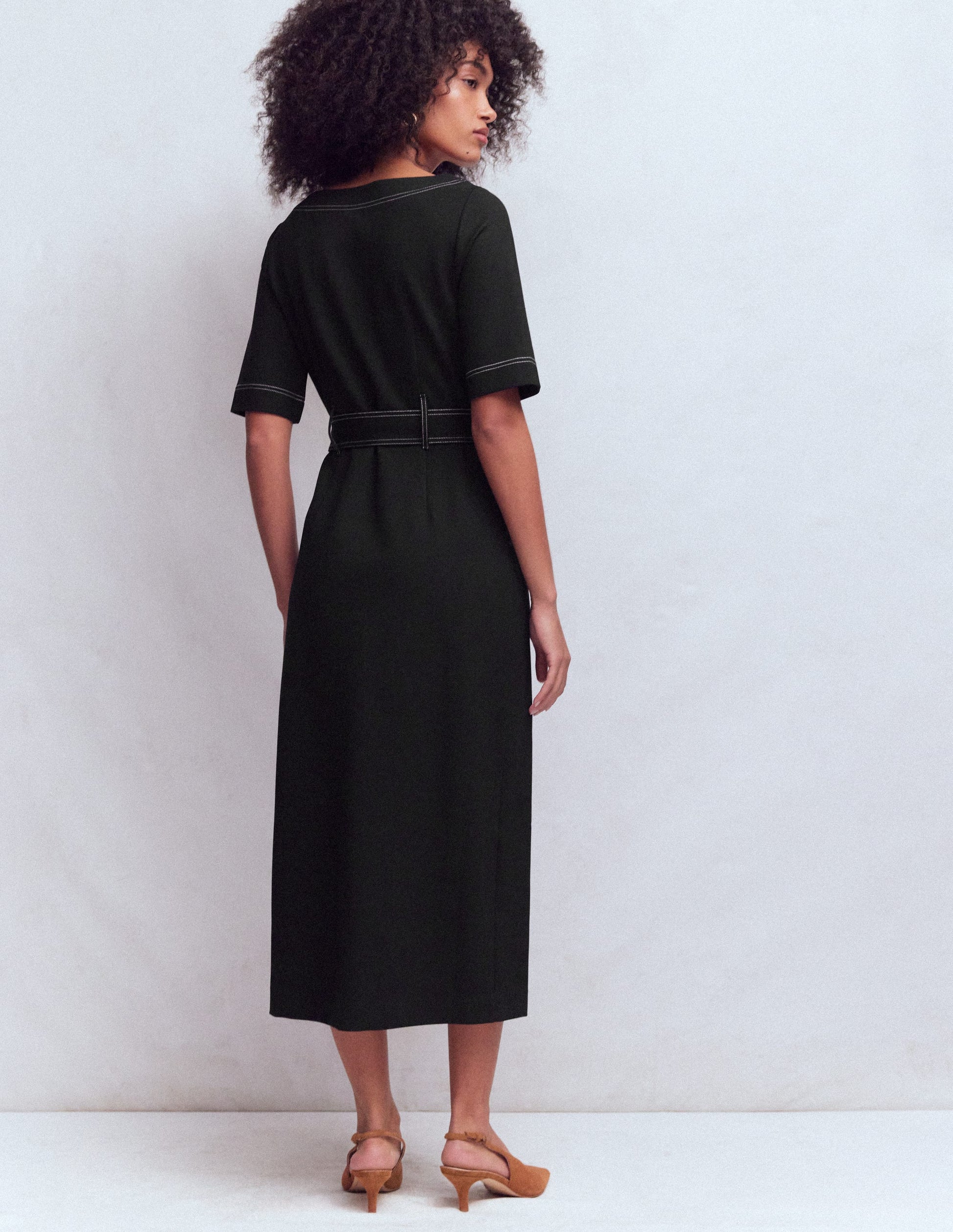 Bria Ponte Midi Dress-Black-3