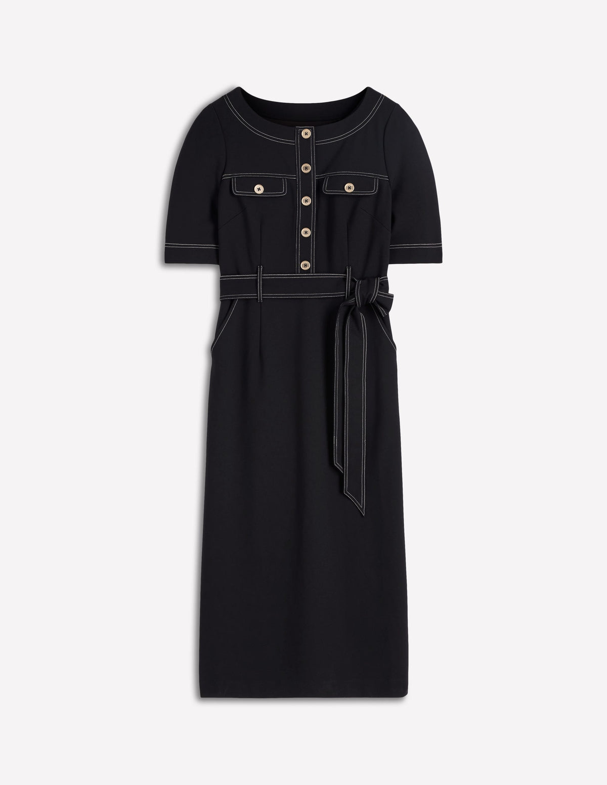 Bria Ponte Midi Dress-Black - Image 5