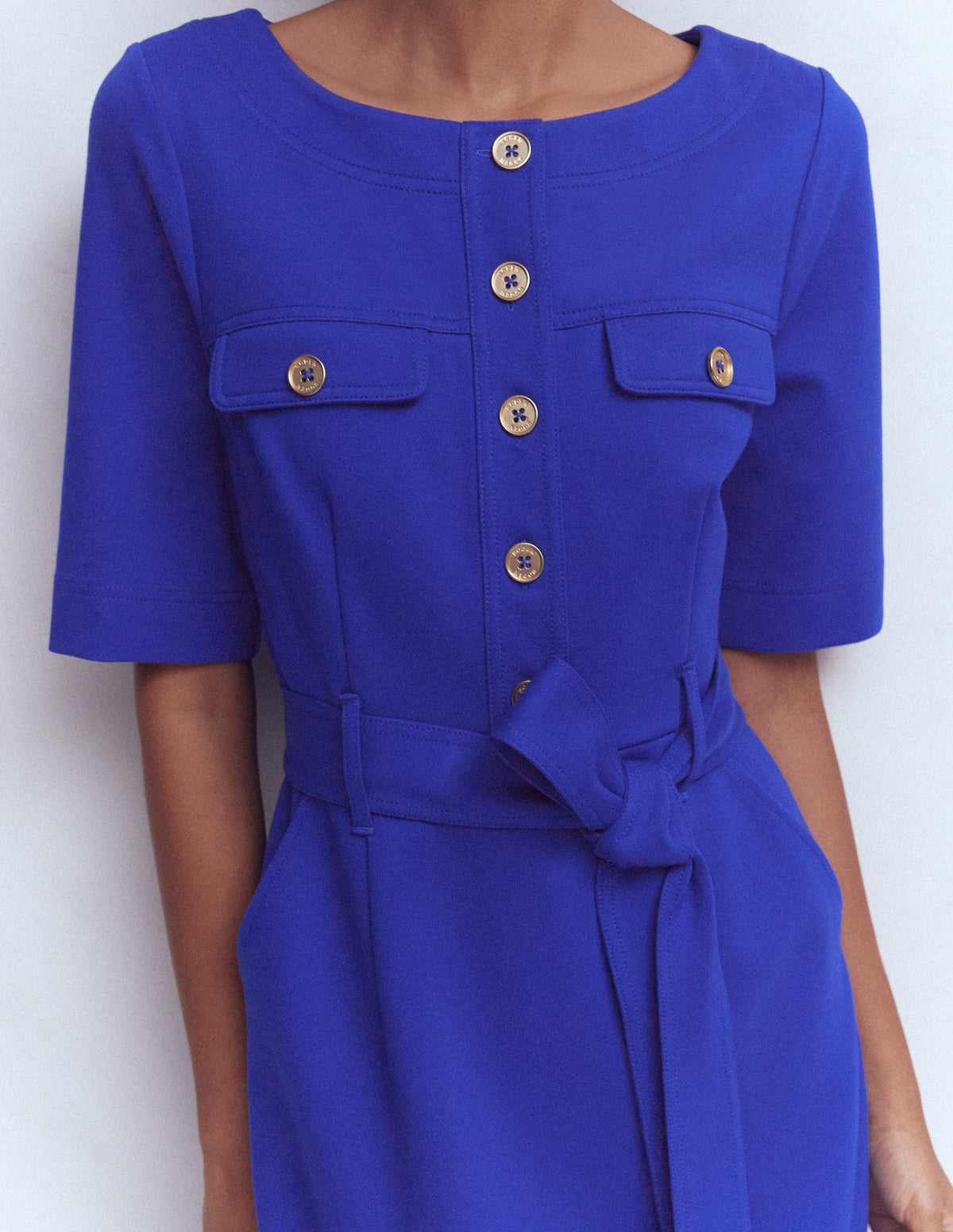 Bria Ponte Midi Dress-Bright Blue - Image 2