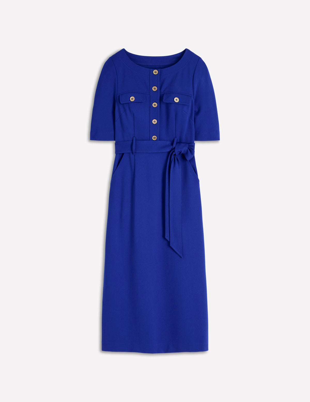 Bria Ponte Midi Dress-Bright Blue - Image 5