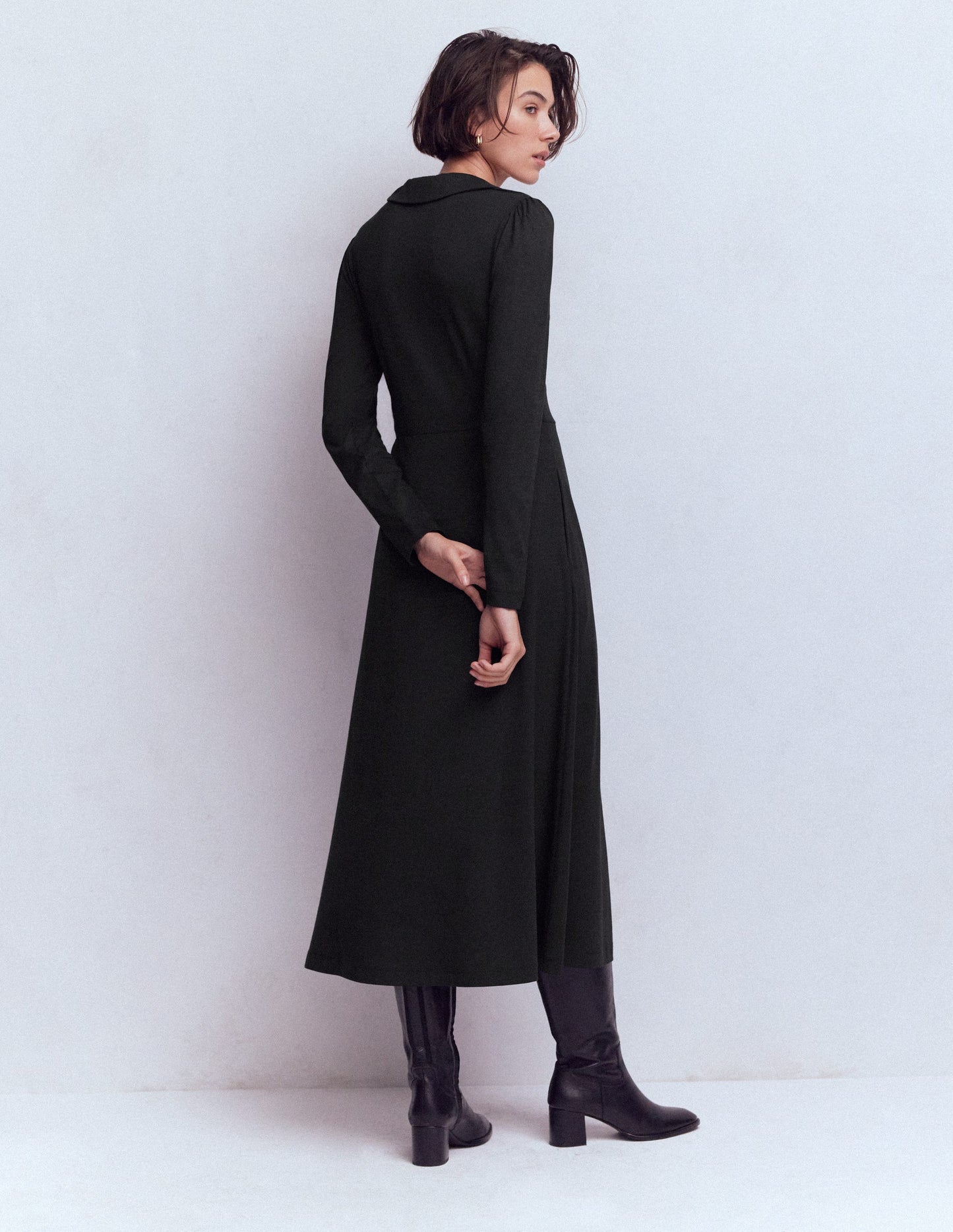 Carla Jersey Wrap Dress-Black