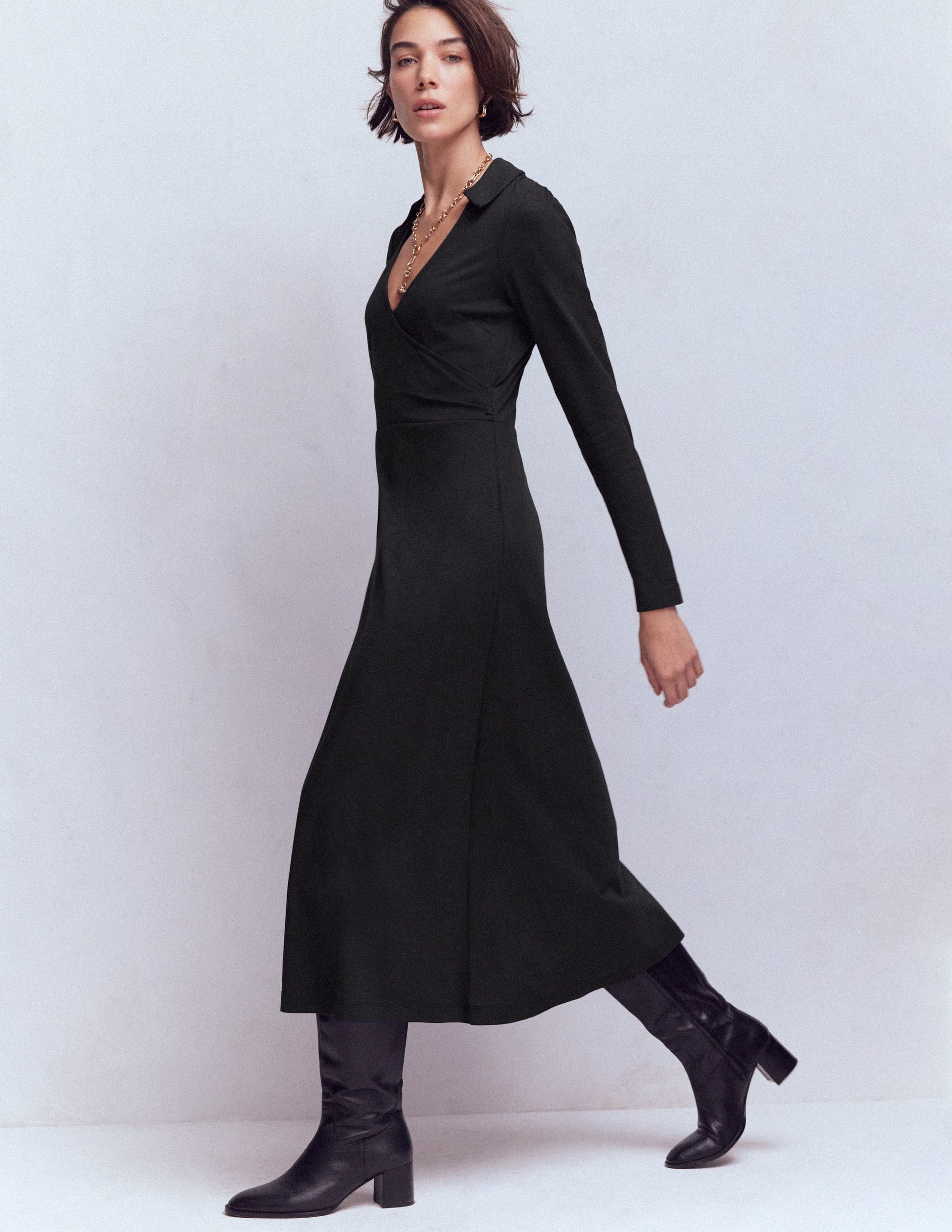 Carla Jersey Wrap Dress-Black-4