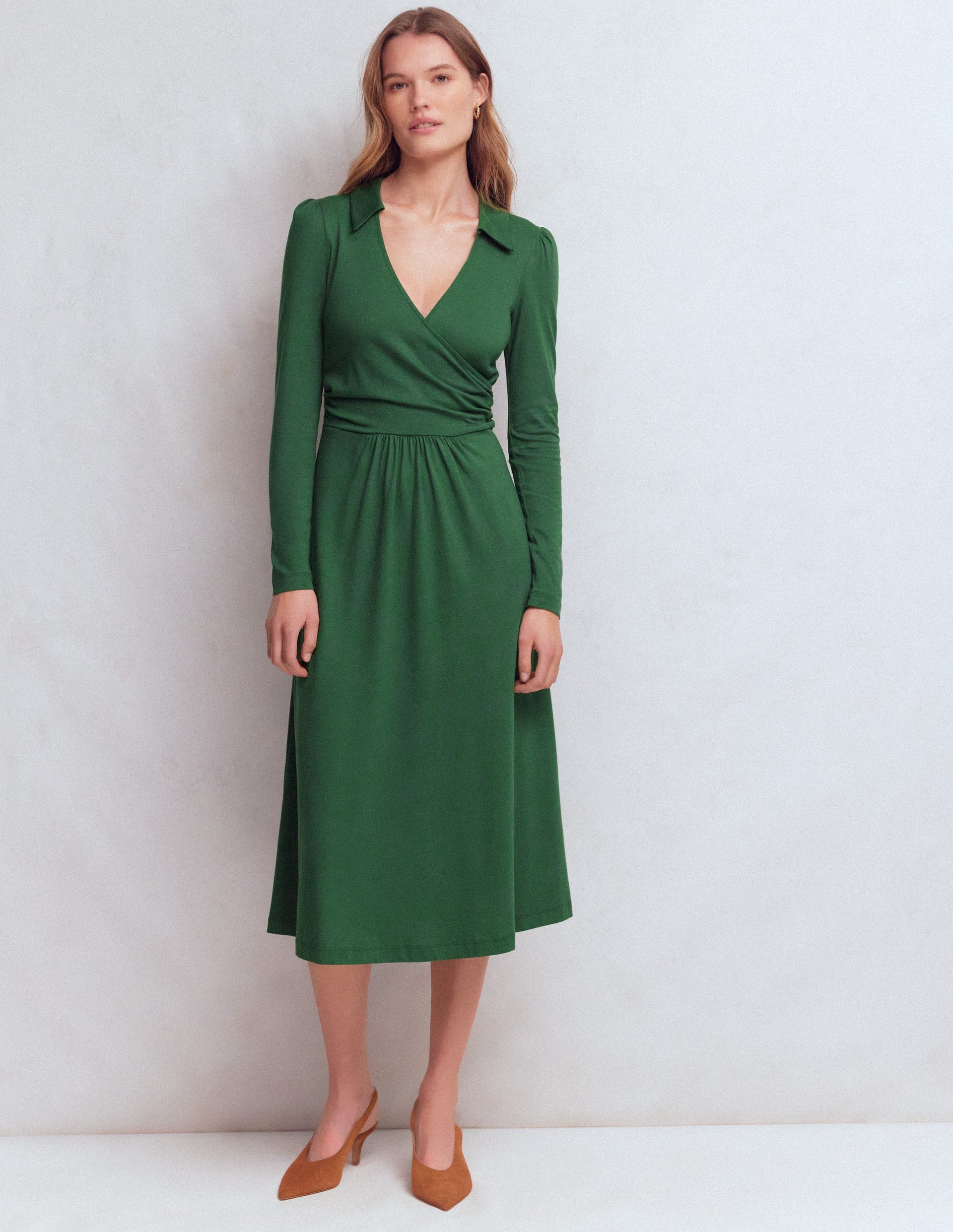 Boden Women's Carla Jersey Wrap Dress in Green | Size 0 Boden Women's Carla Jersey Wrap Dress in Green | Size 0