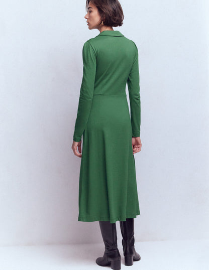 Carla Jersey Wrap Dress-Hunter Green-3