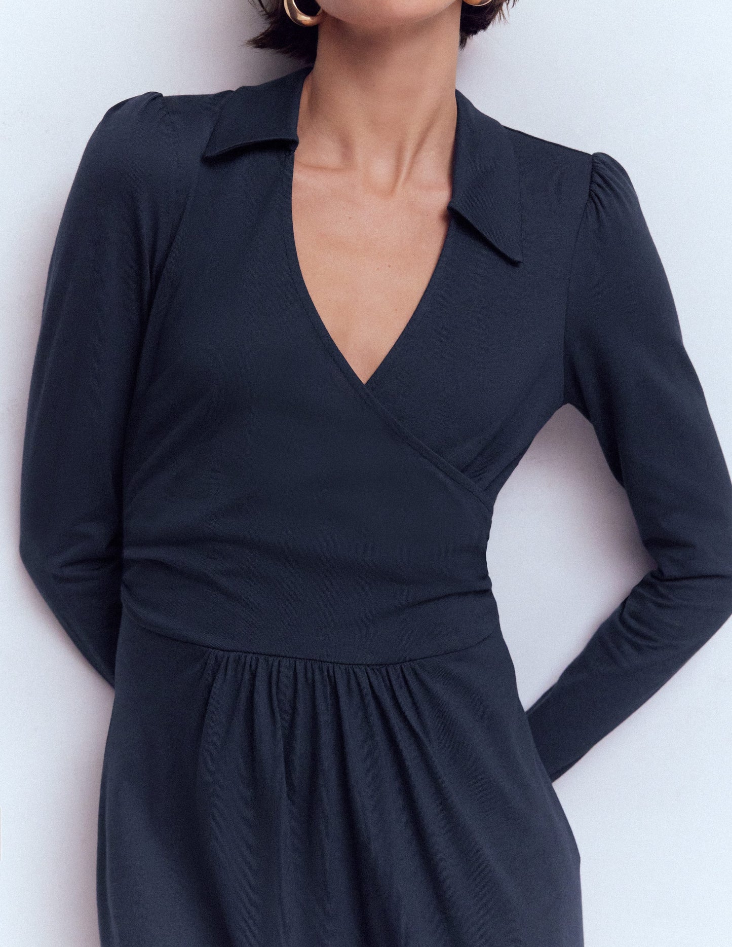 Carla Jersey Wrap Dress-Navy