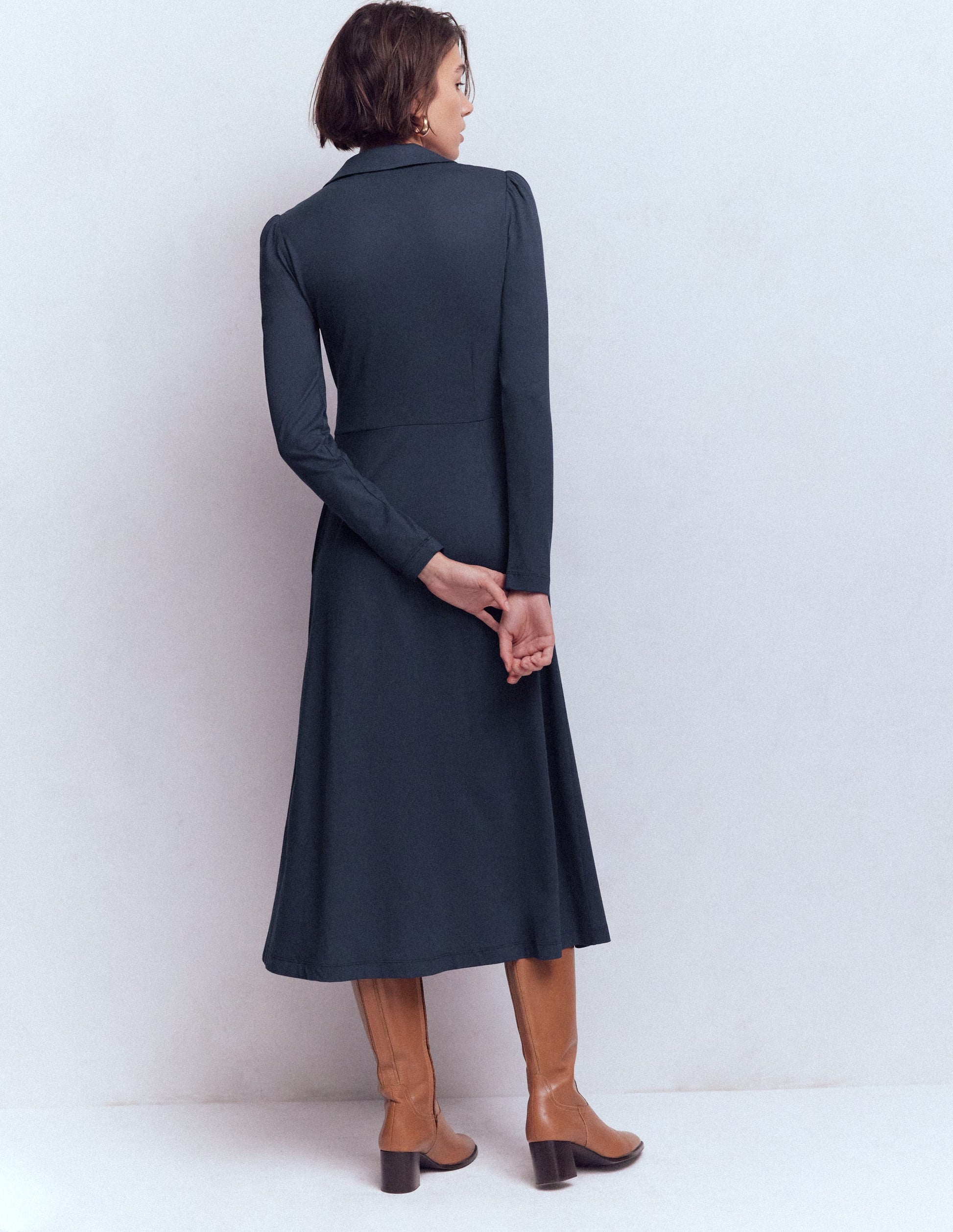 Carla Jersey Wrap Dress-Navy-3