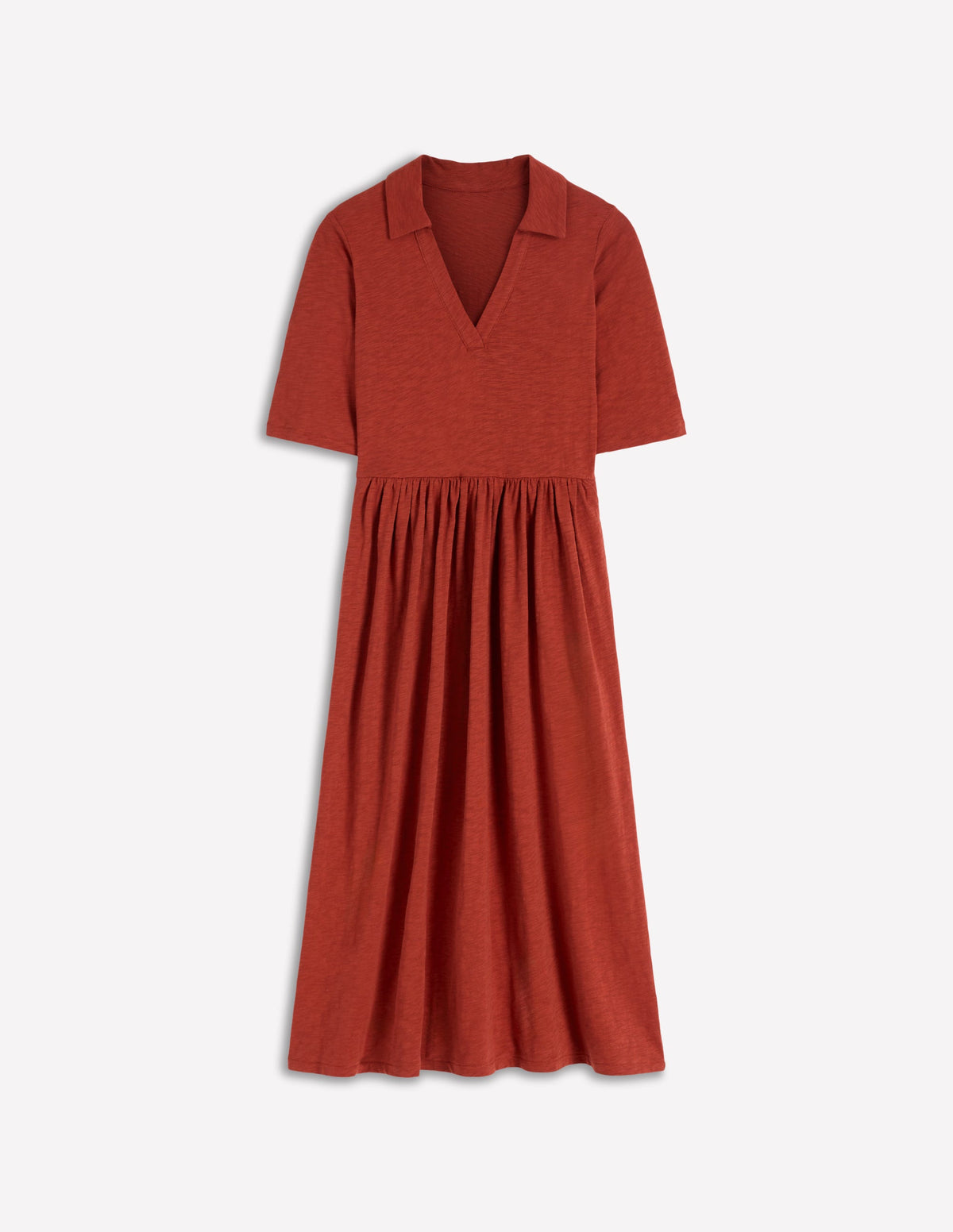 Aria Collared Jersey Dress-Burnt Orange - Image 6