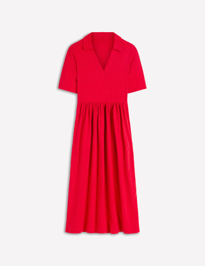 Aria Collared Jersey Dress-Merida Red-5