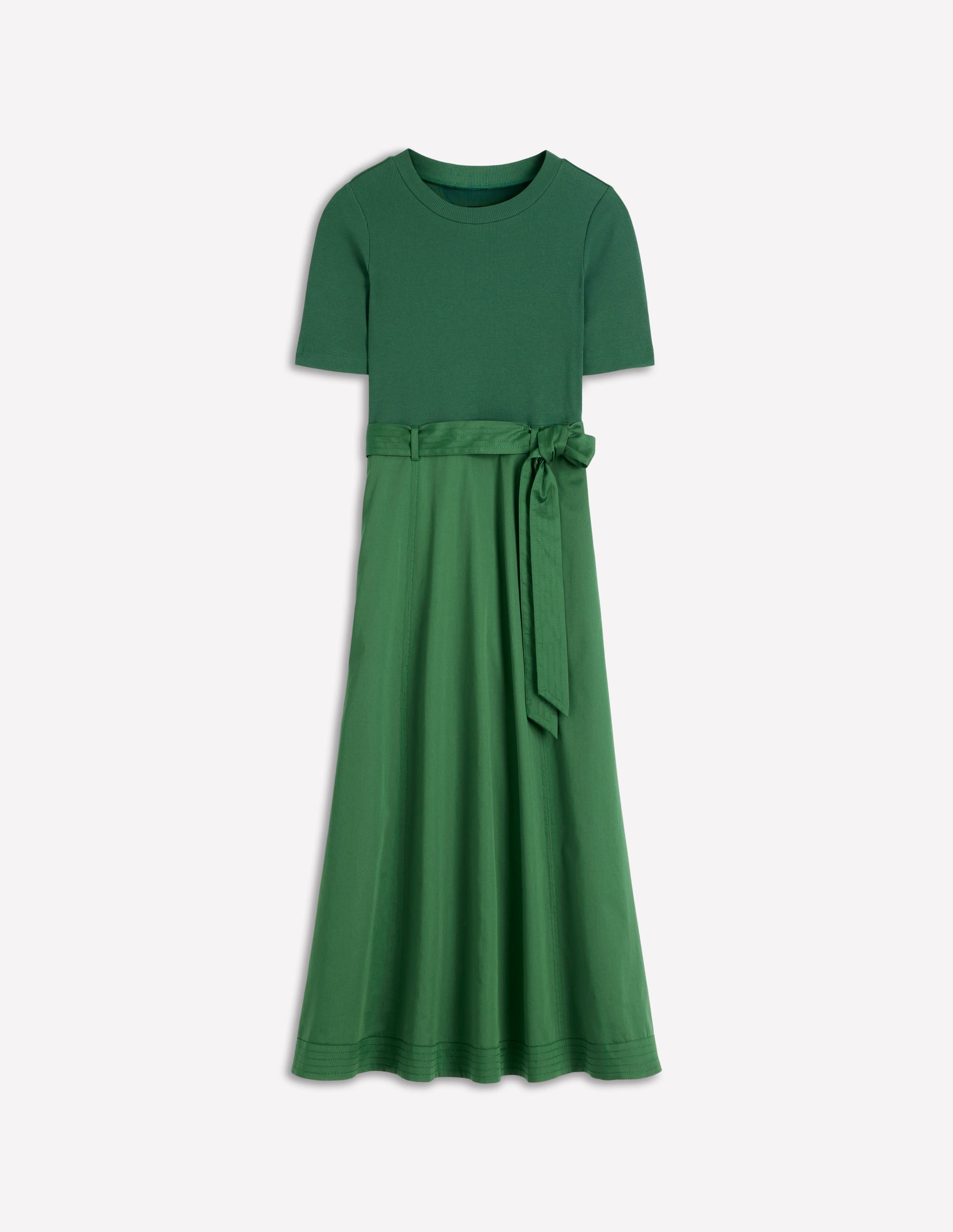Crew Neck Mix Media Dress-Promenade Green - Image 5