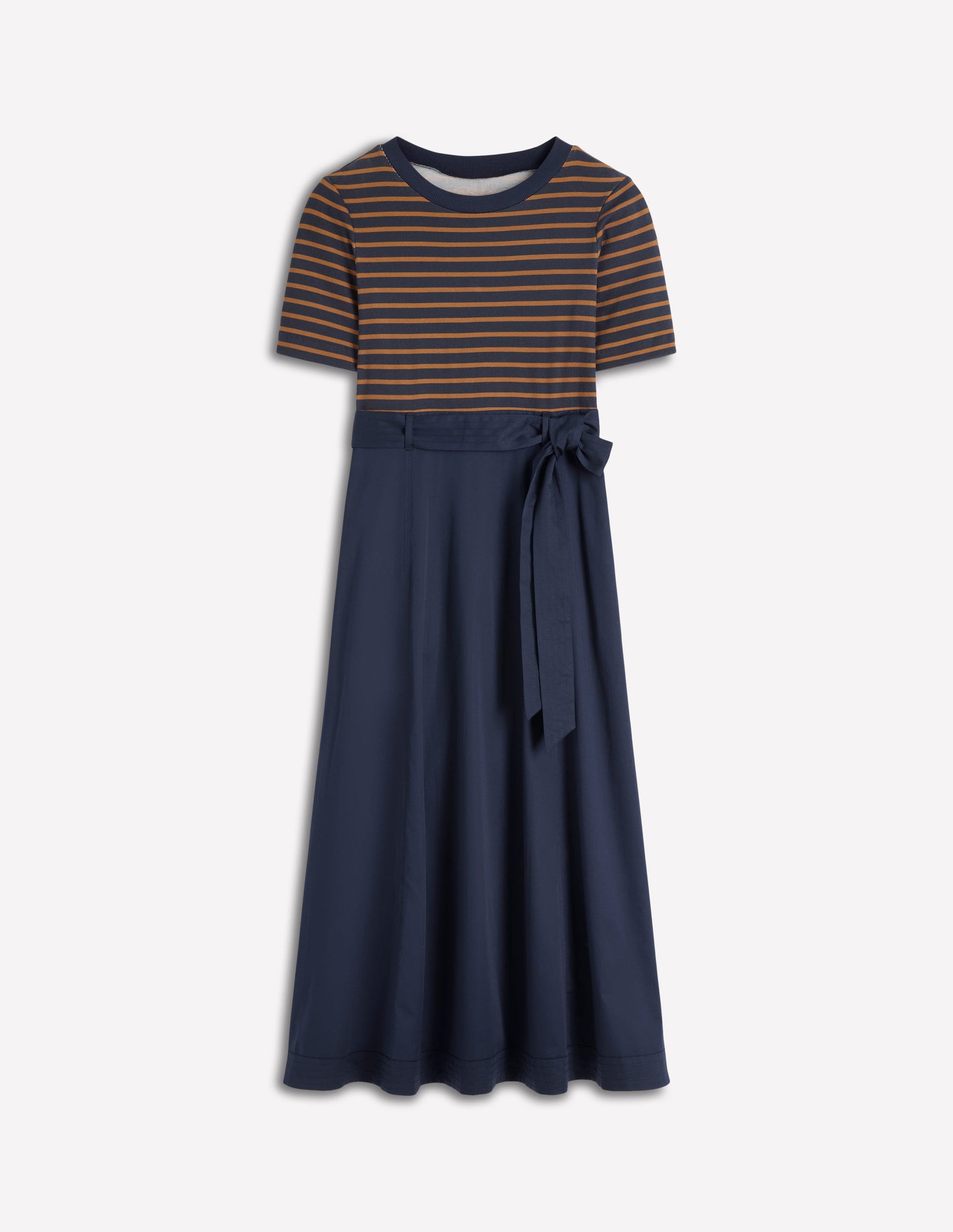 Boden Women's Crew Neck Mix Media Dress in Blue
