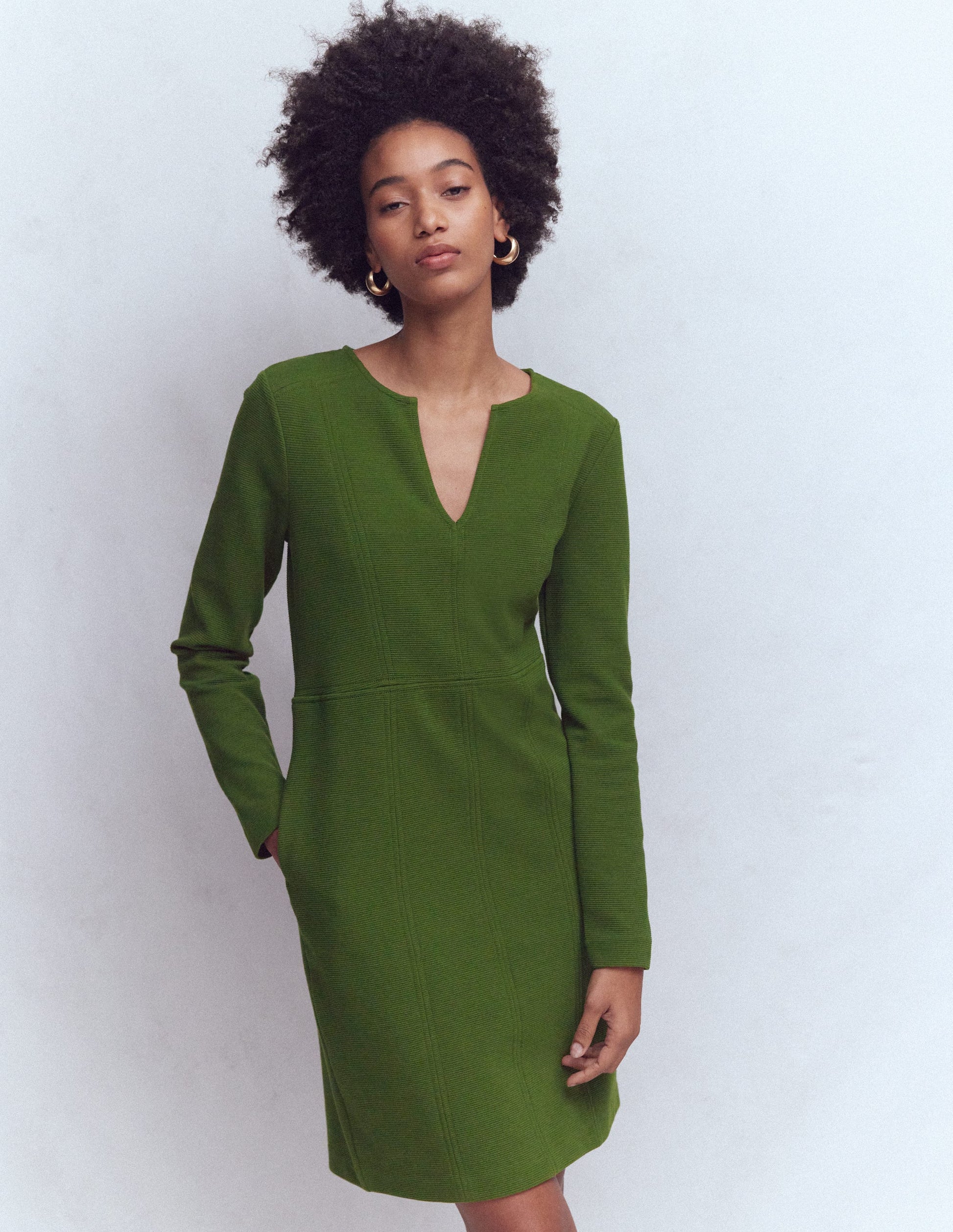 Colette Ottoman Shift Dress-Green Fir-3