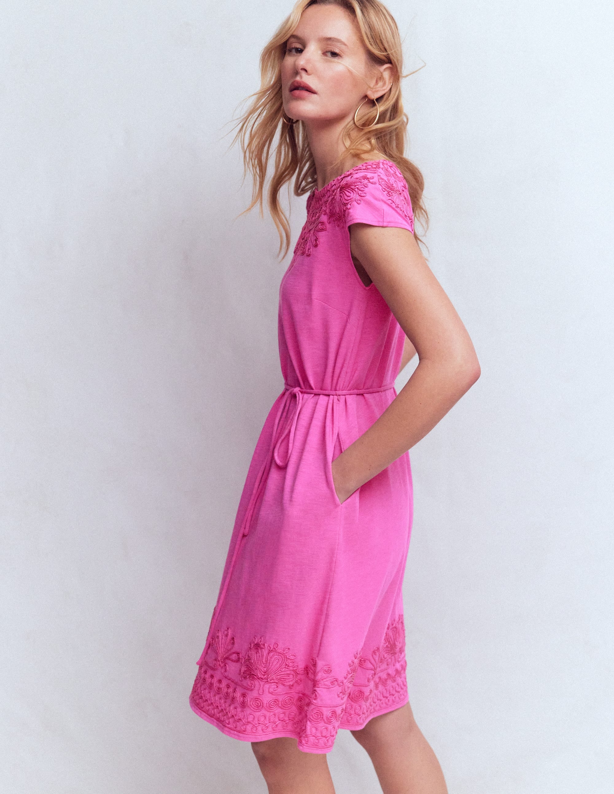 Embroidered Jersey Short Dress-Passion Flower - Image 1