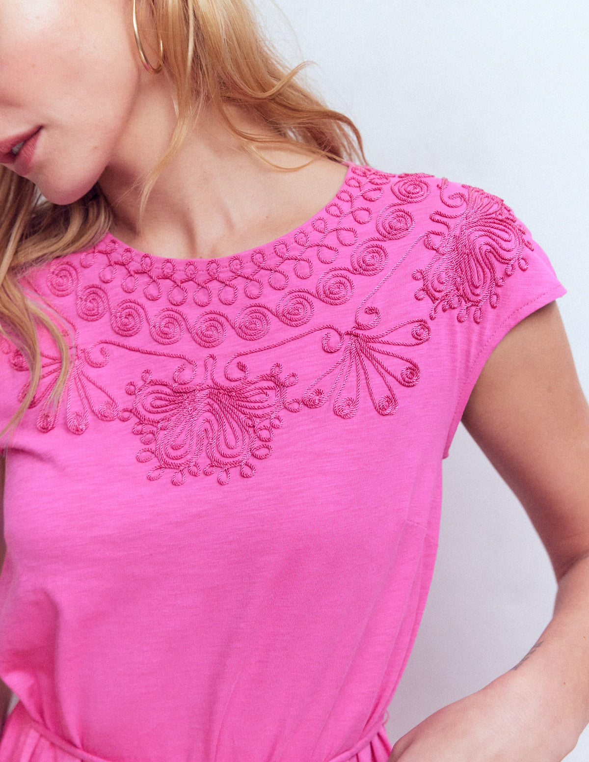 Embroidered Jersey Short Dress-Passion Flower - Image 2