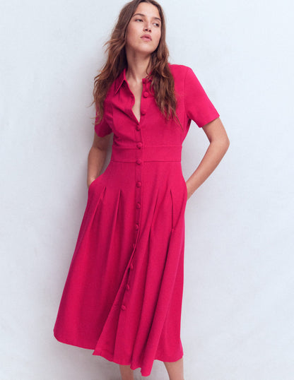 Bridget Ponte Shirt Dress-Pomegranate-5