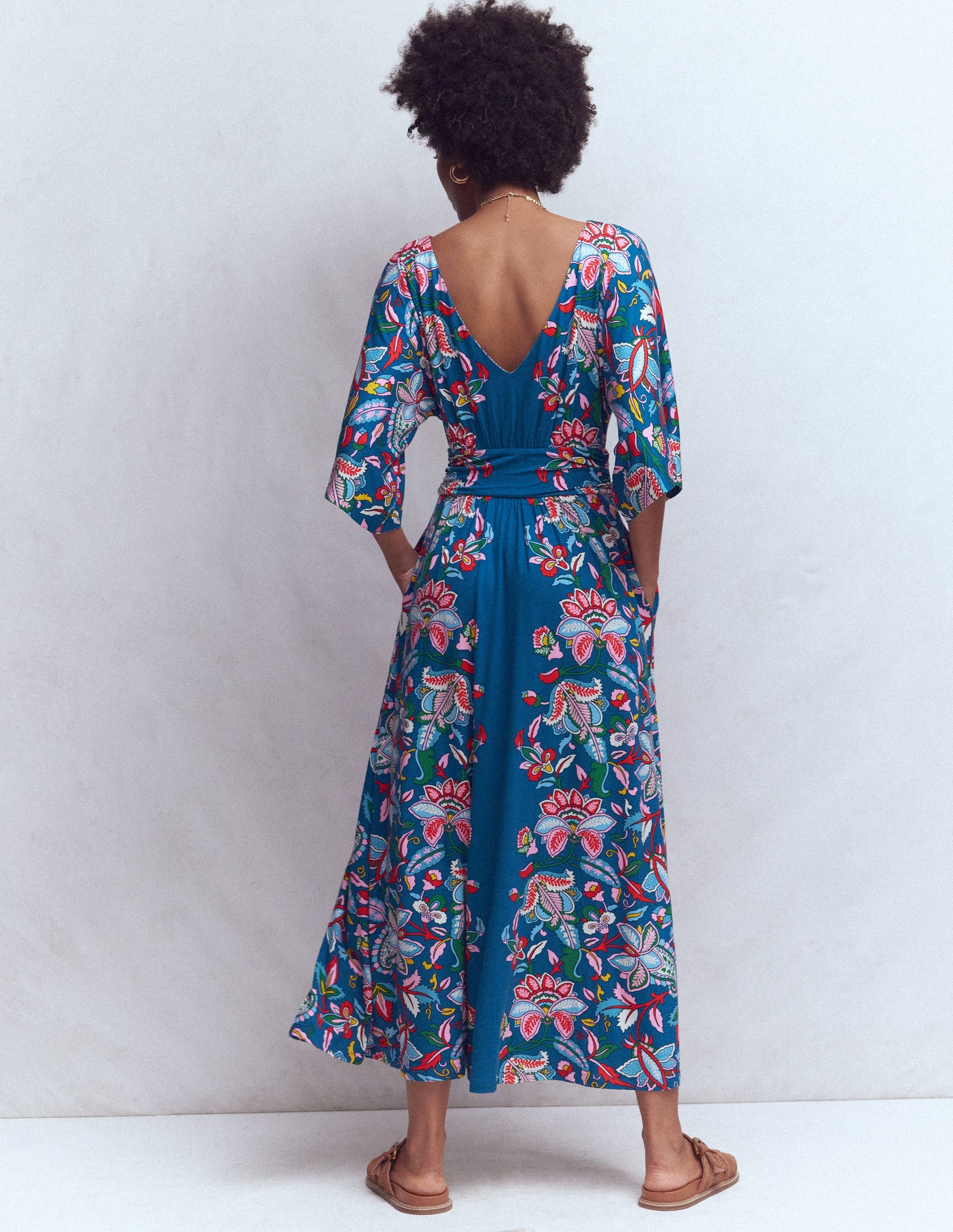 Imelda Kimono Jersey Dress-Blue, Botanical Trail | Boden USA Imelda Kimono Jersey Dress-Blue, Botanical Trail | Boden USA