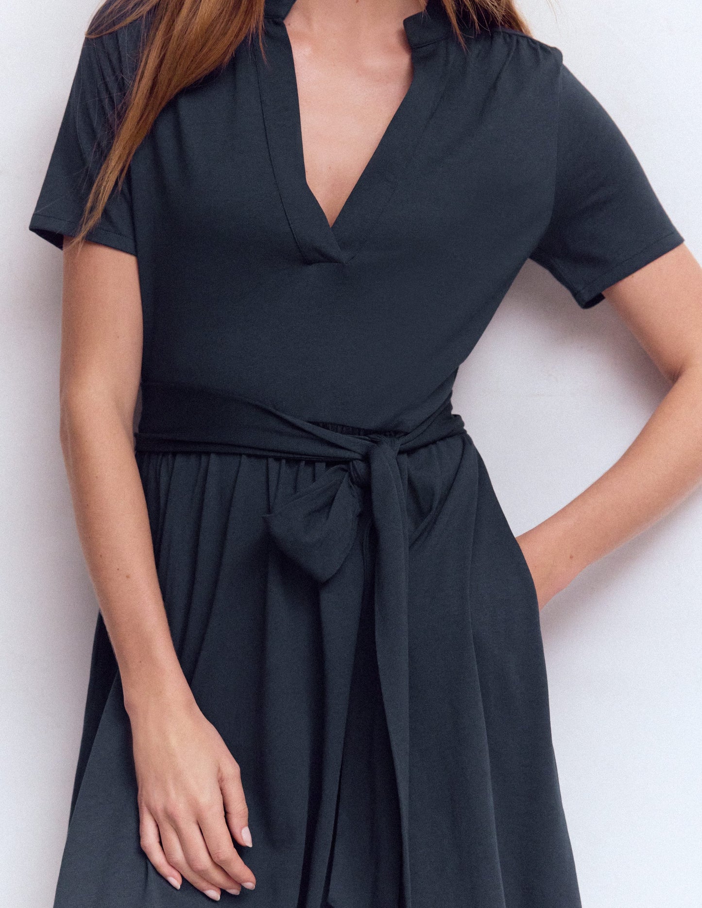 Daisy Flippy Jersey Dress-Navy