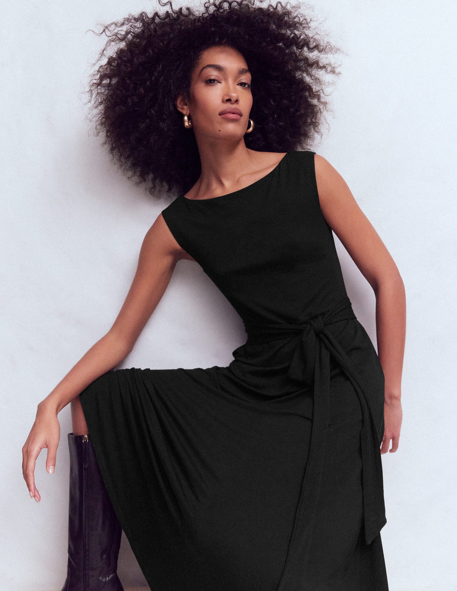 Boden Women's Tamsin Jersey Midi Dress in Black | Size 8 Boden Women's Tamsin Jersey Midi Dress in Black | Size 8