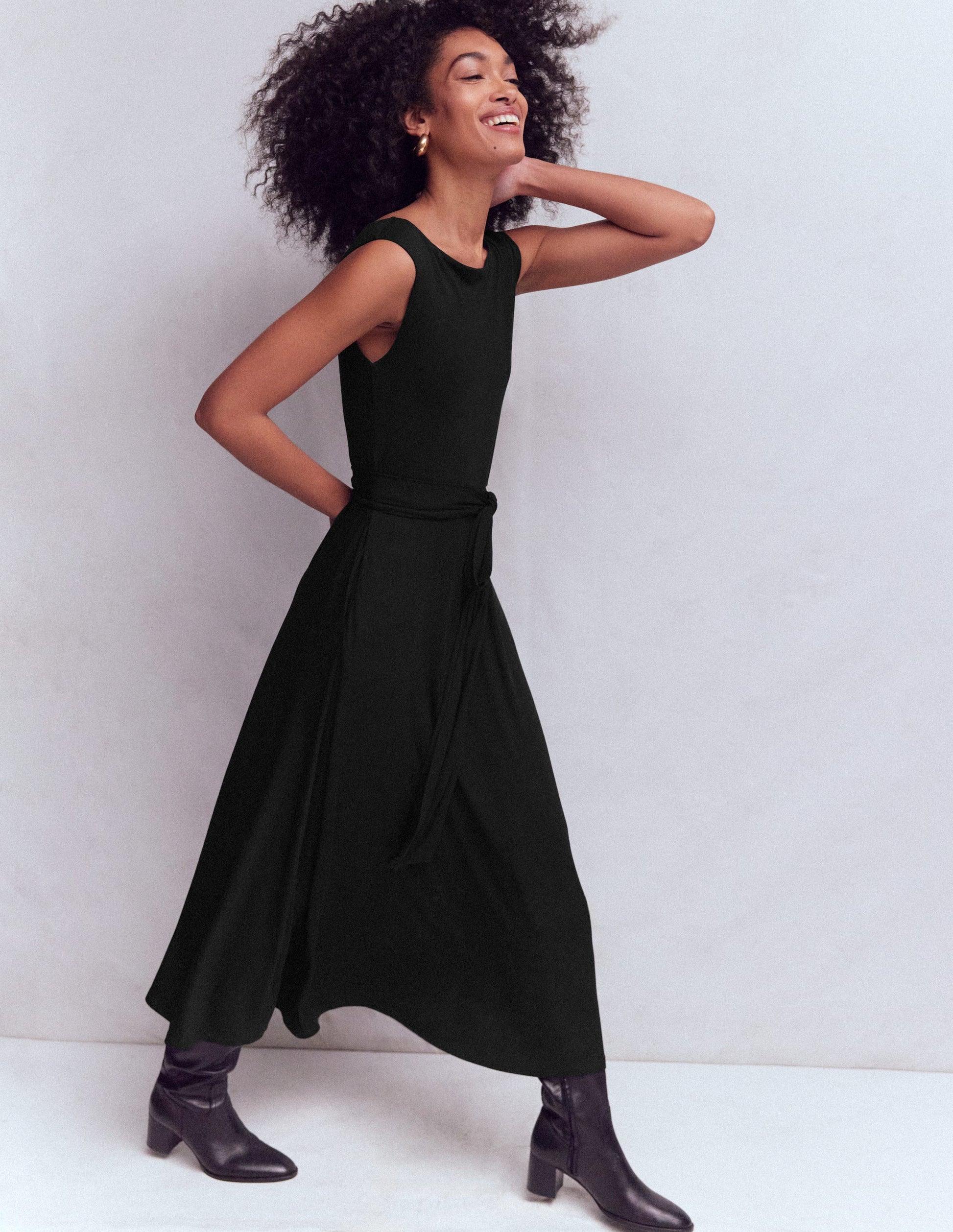 Boden Women's Tamsin Jersey Midi Dress in Black | Size 8 Boden Women's Tamsin Jersey Midi Dress in Black | Size 8