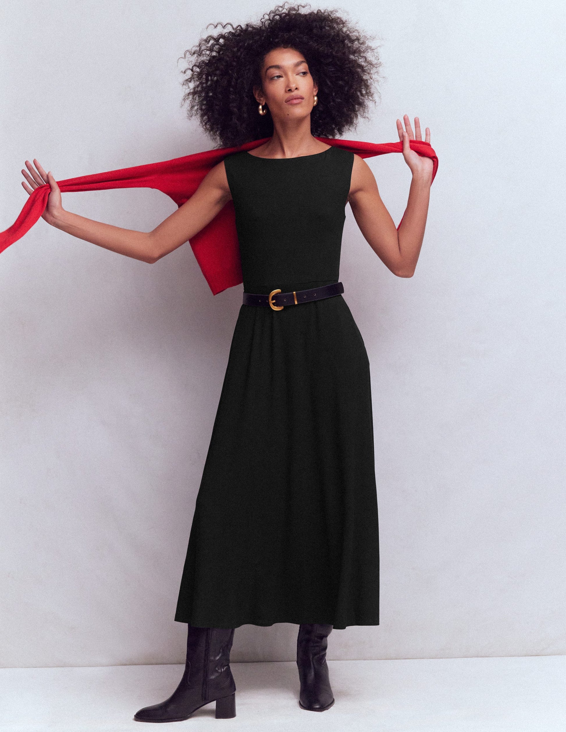 Boden Women's Tamsin Jersey Midi Dress in Black | Size 8 Boden Women's Tamsin Jersey Midi Dress in Black | Size 8