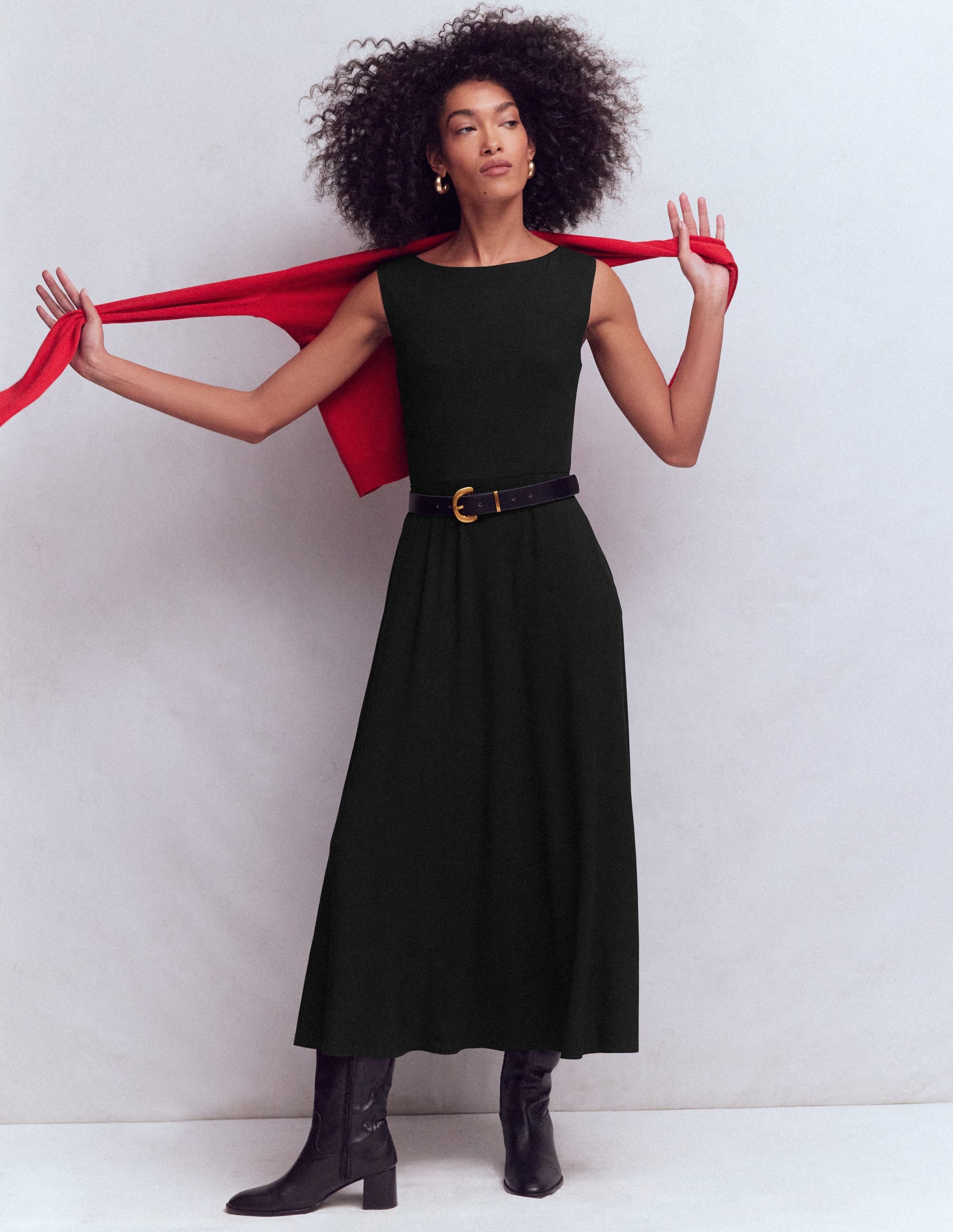 Tamsin Jersey Midi Dress-Black - Image 1