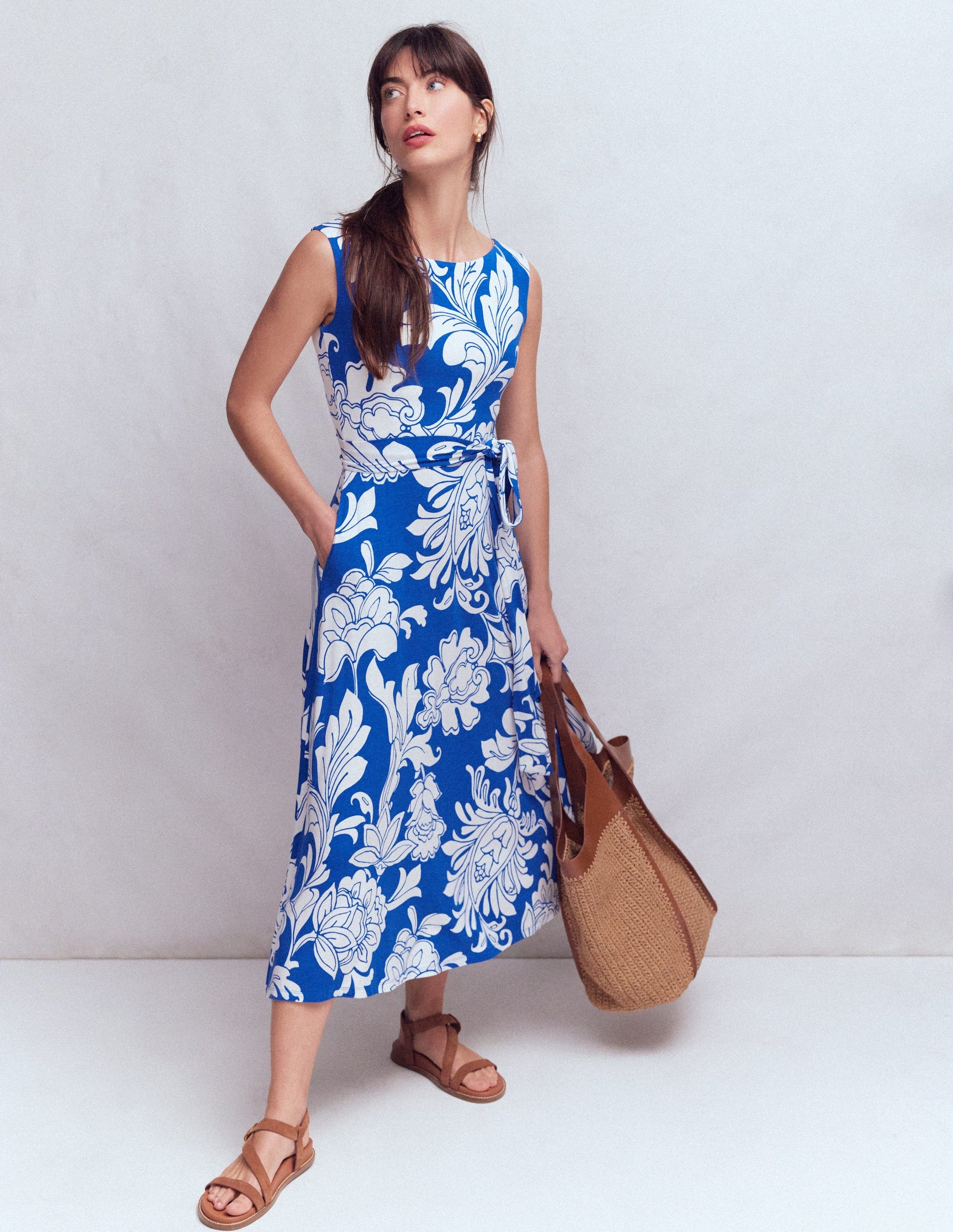 Boden Women's Tamsin Jersey Midi Dress in Blue | Size 4 Boden Women's Tamsin Jersey Midi Dress in Blue | Size 4