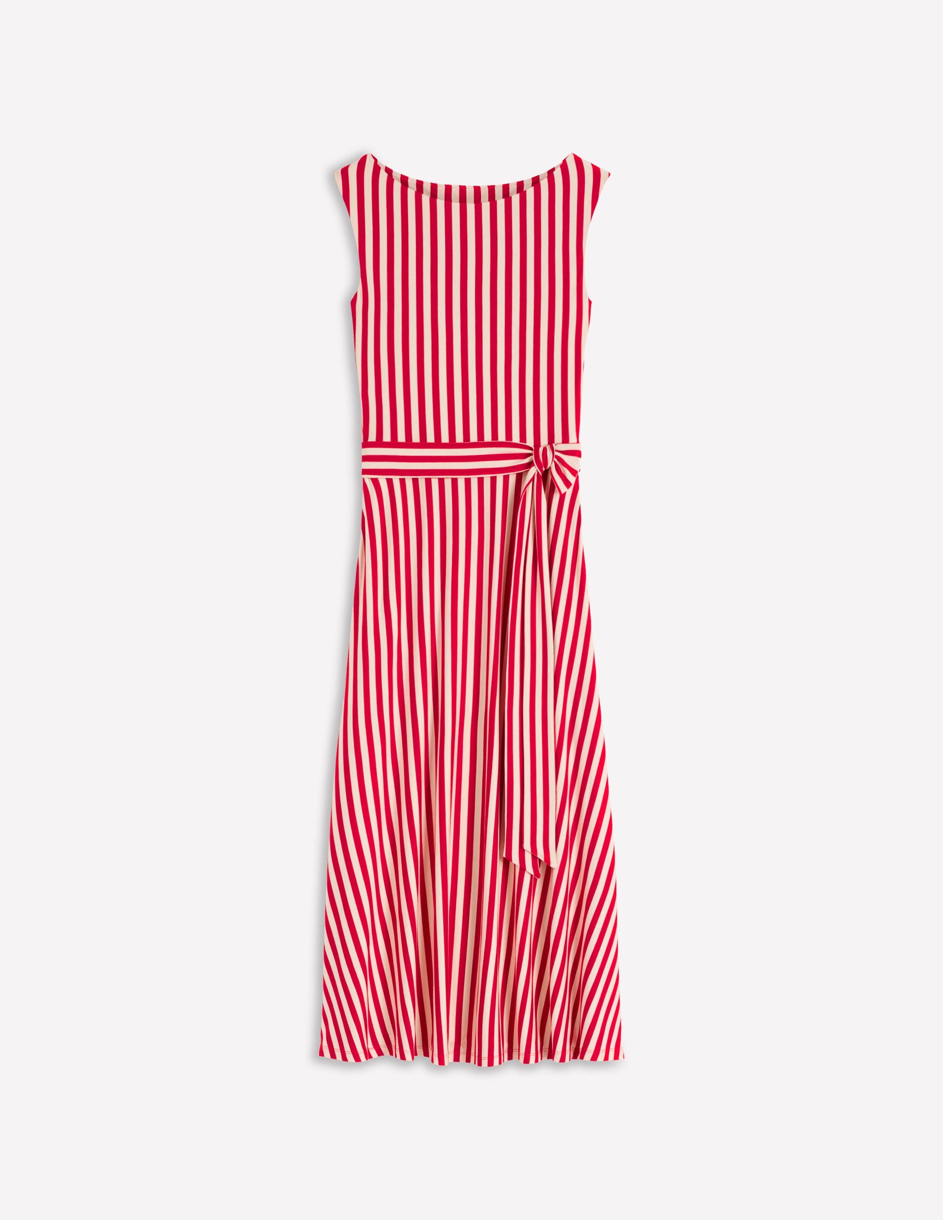 Tamsin Jersey Midi Dress-Merida Red and Ivory Stripe-5
