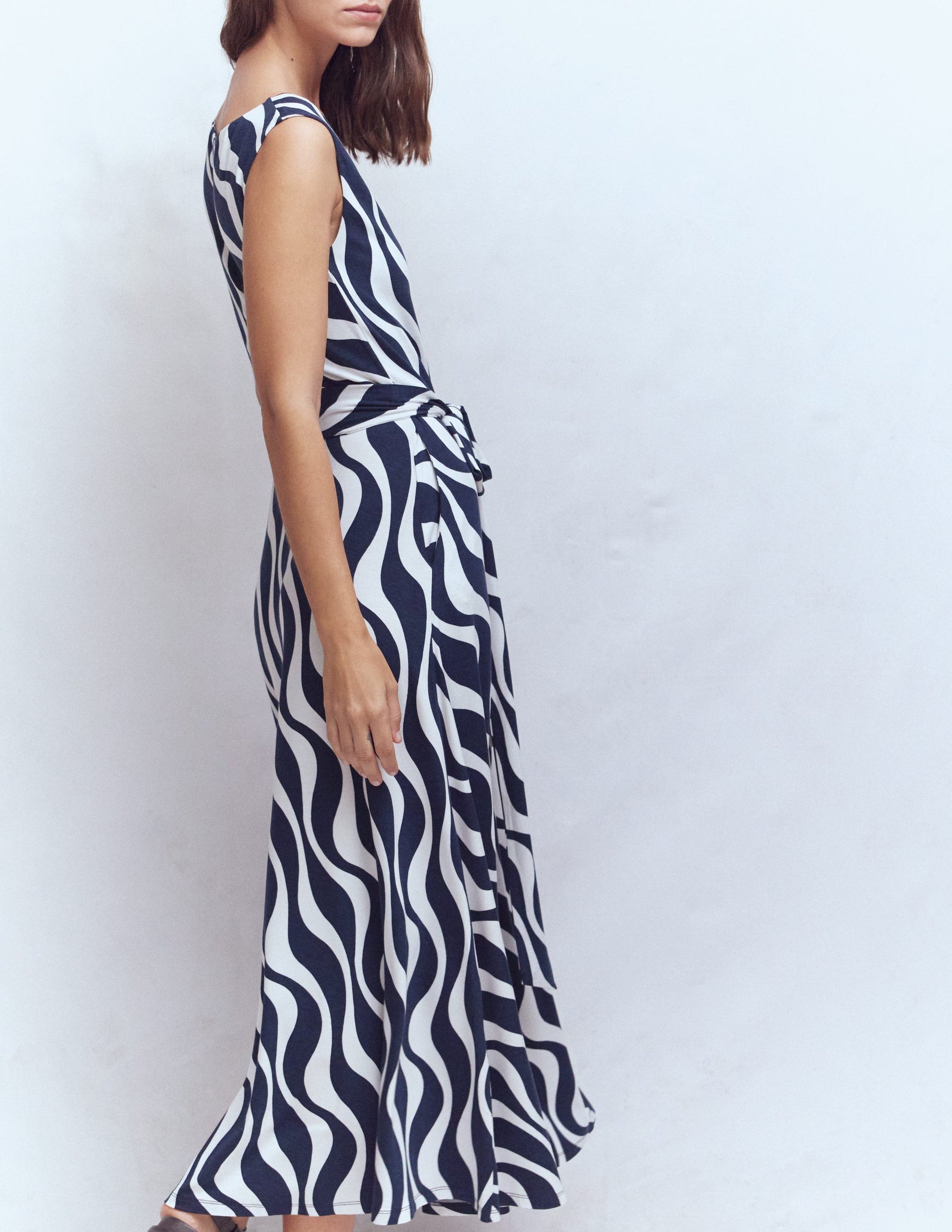 Tamsin Jersey Midi Dress-French Navy, Rhythmic Wave | Boden USA Tamsin Jersey Midi Dress-French Navy, Rhythmic Wave | Boden USA