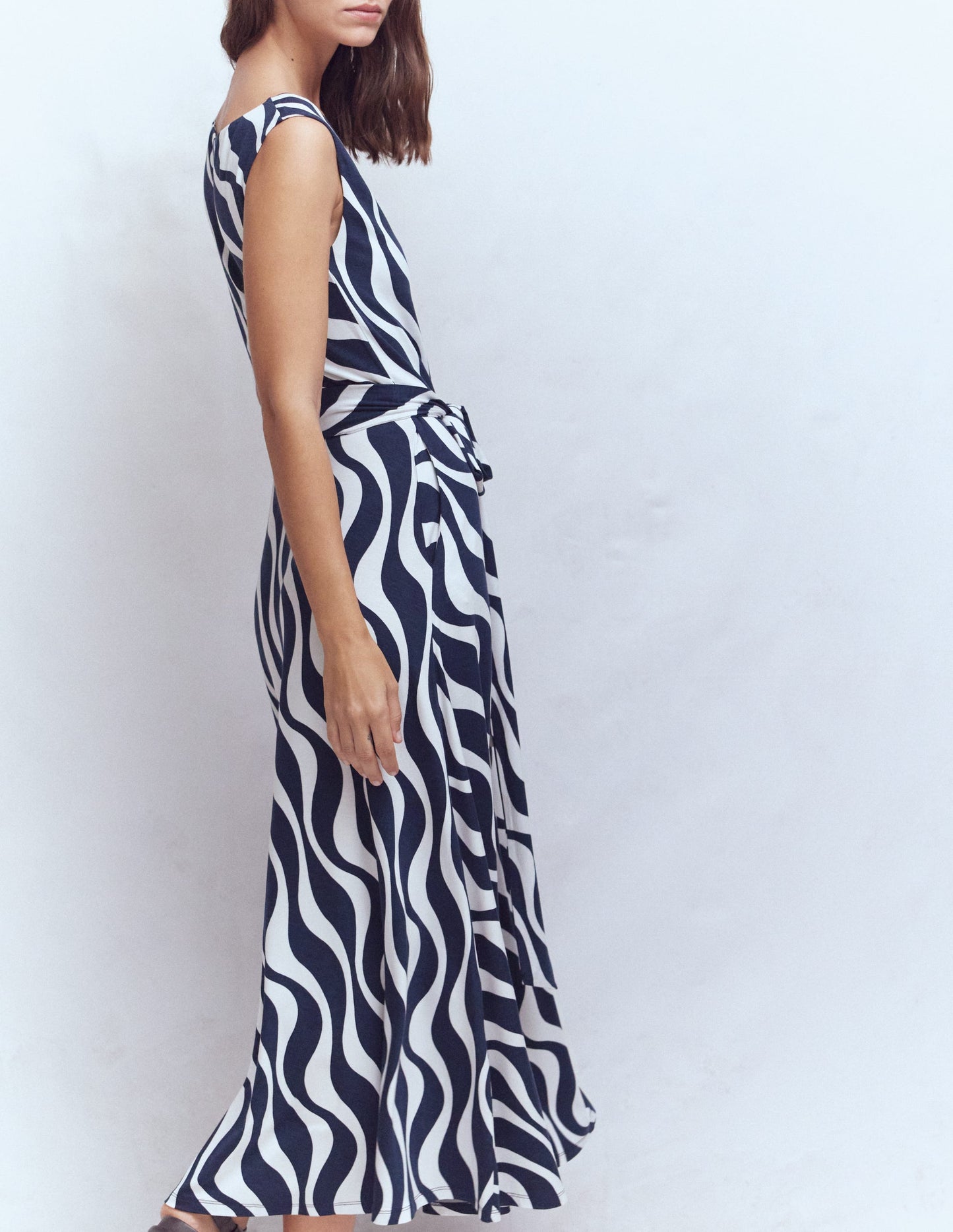 Tamsin Jersey Midi Dress-French Navy, Rhythmic Wave