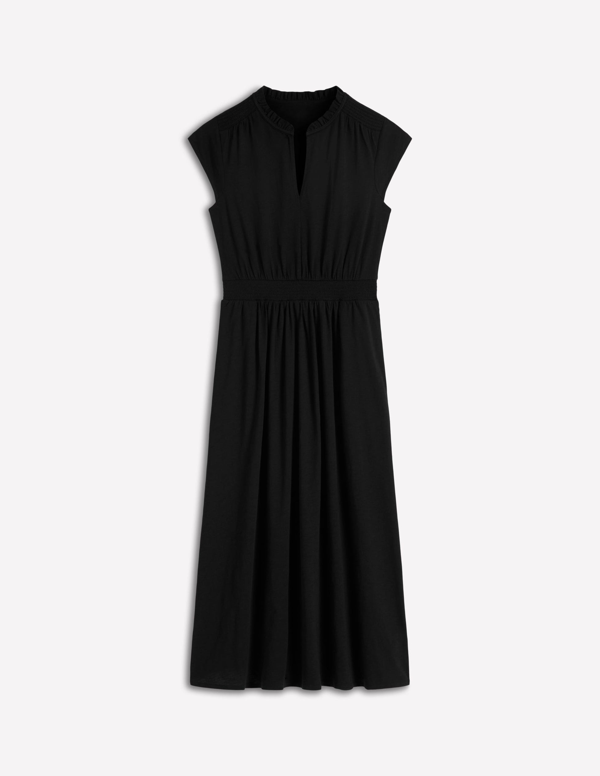 Boden Women's Alba Smocked Jersey Midi Dress in Black | Size 0 Boden Women's Alba Smocked Jersey Midi Dress in Black | Size 0