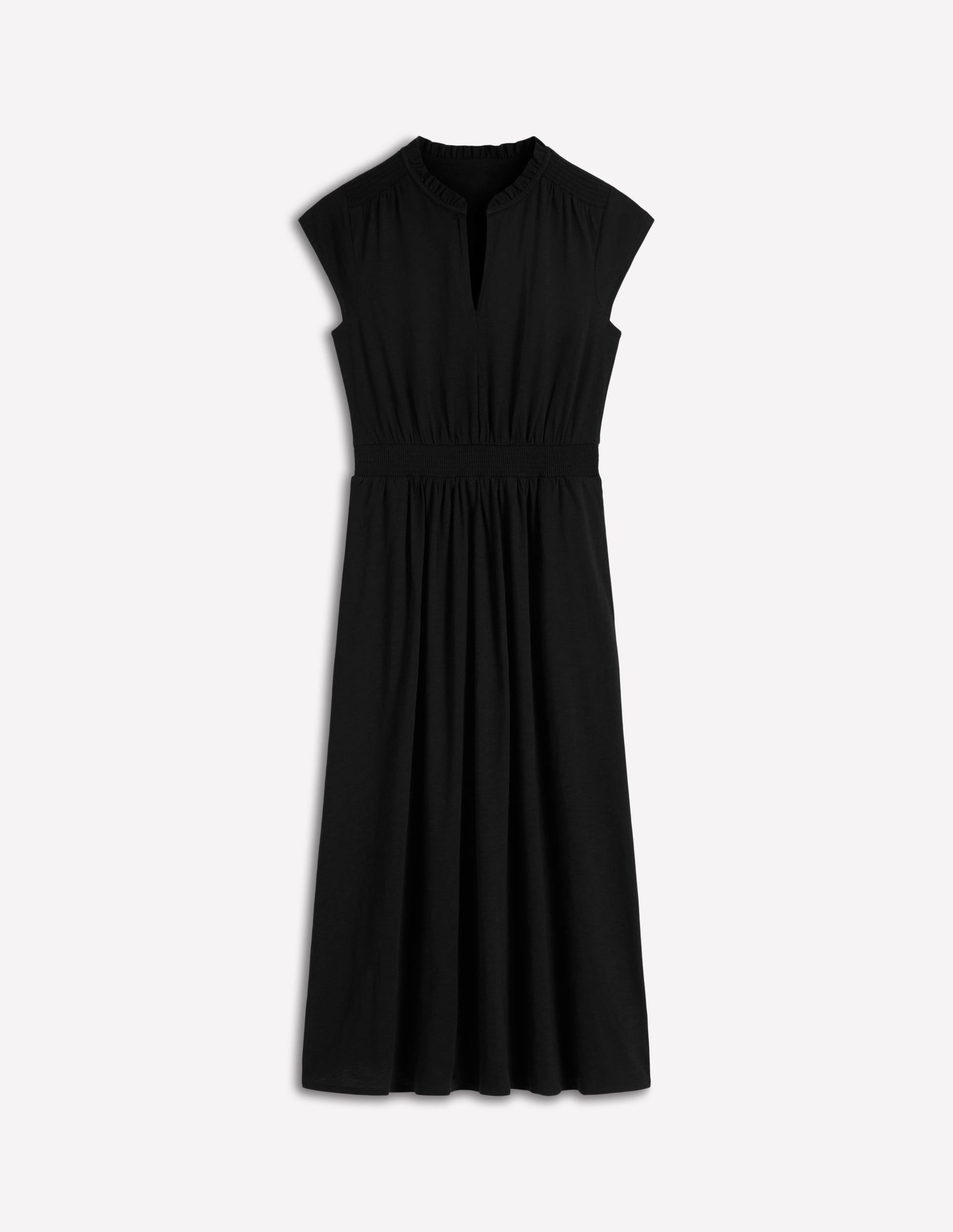 Alba Smocked Jersey Midi Dress-Black - Image 5