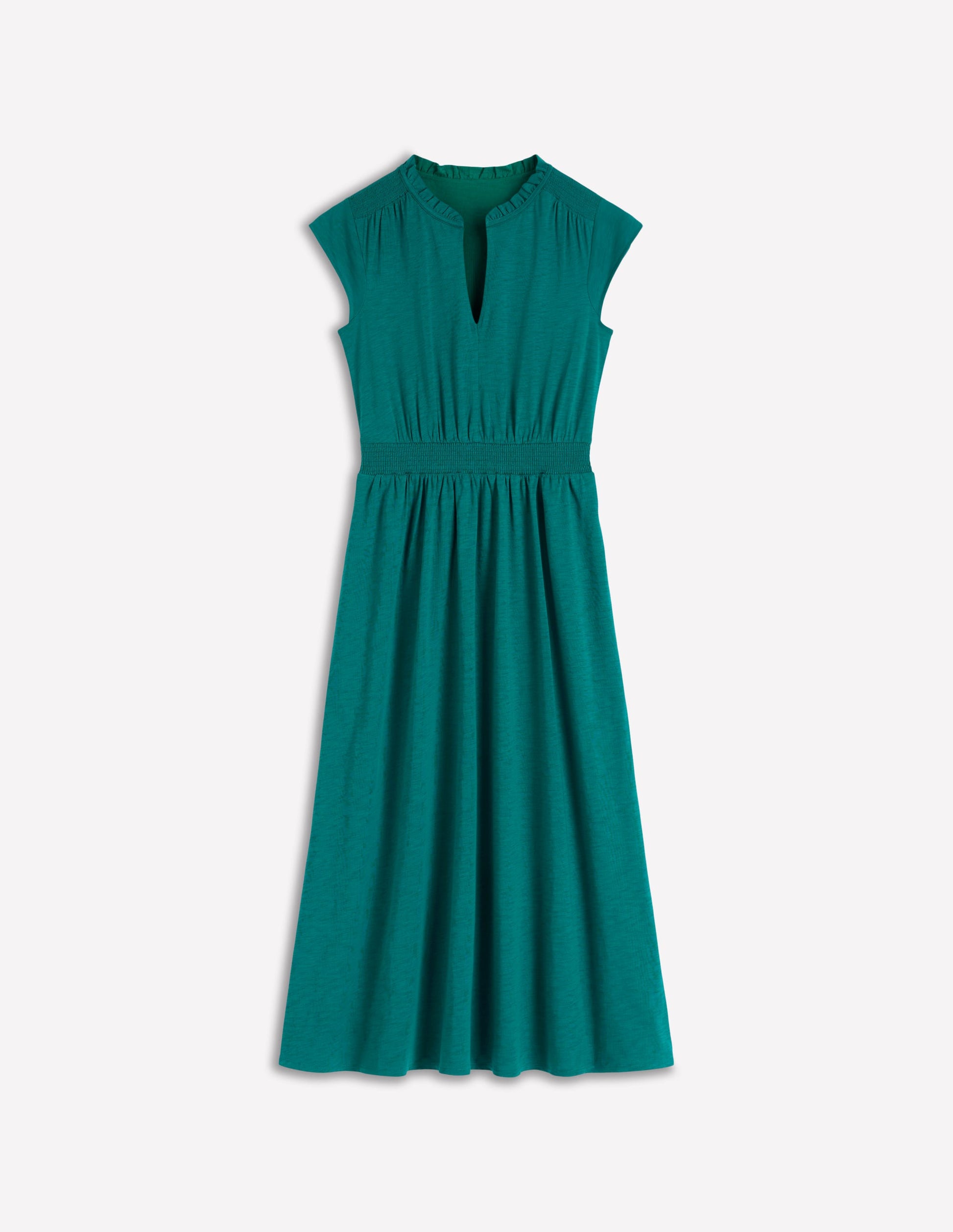 Boden Women's Alba Smocked Jersey Midi Dress in Green | Size 20/22 Boden Women's Alba Smocked Jersey Midi Dress in Green | Size 20/22