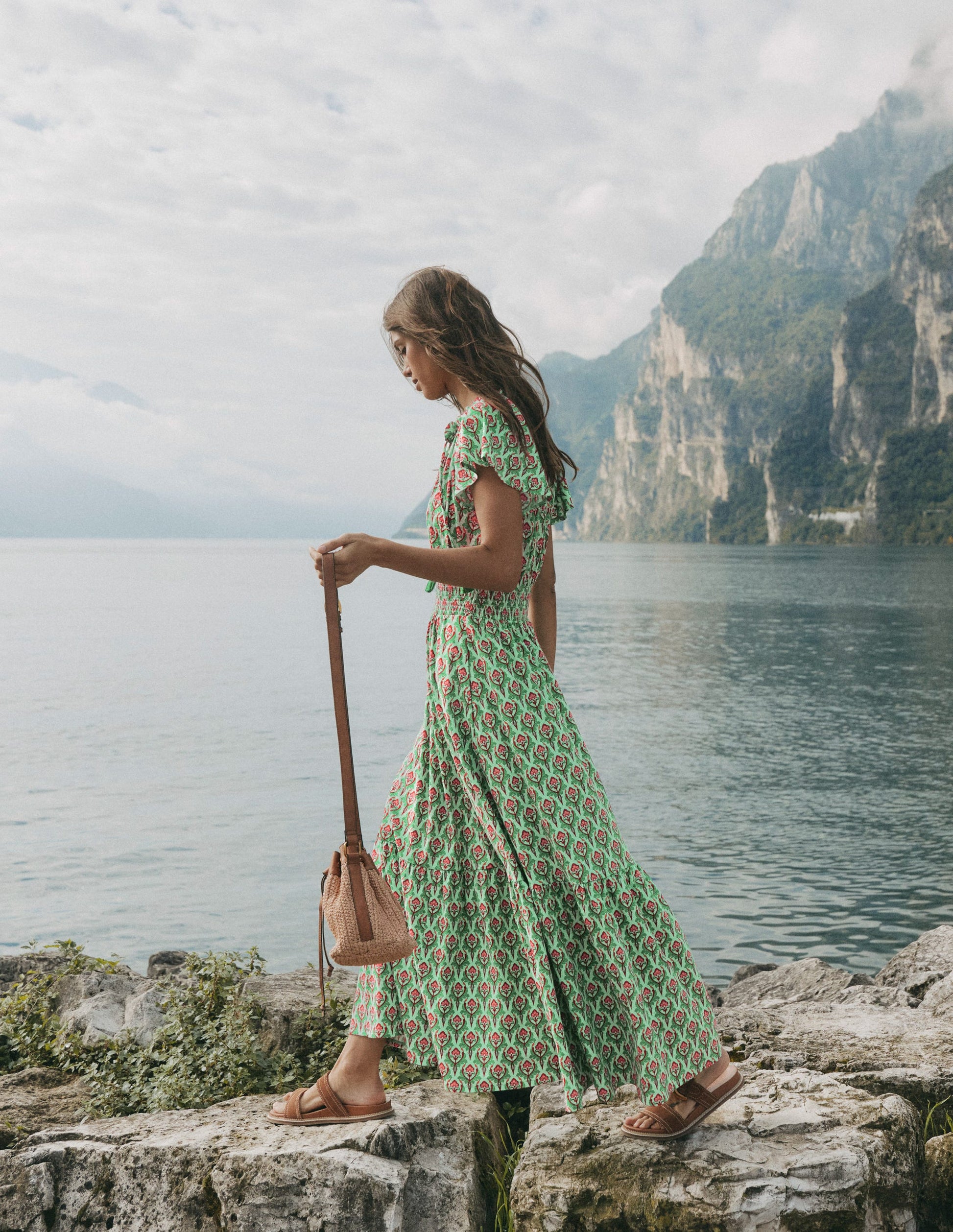 Tala Tiered Jersey Maxi Dress-Pistachio, Ornamental Stamp | Boden USA Tala Tiered Jersey Maxi Dress-Pistachio, Ornamental Stamp | Boden USA