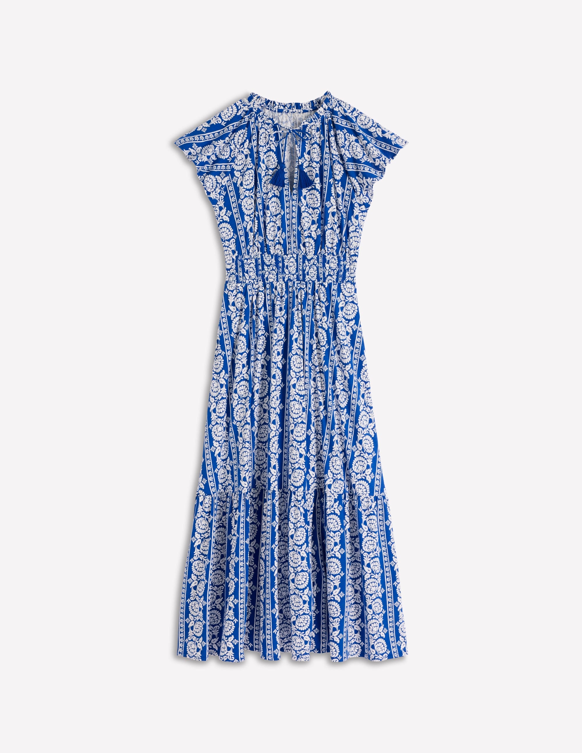 Tala Tiered Jersey Maxi Dress-Bright Blue, Ornate Floret - Image 6