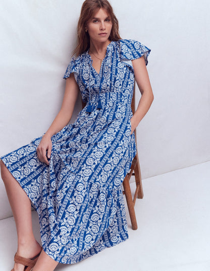 Tala Tiered Jersey Maxi Dress-Bright Blue, Ornate Floret-1